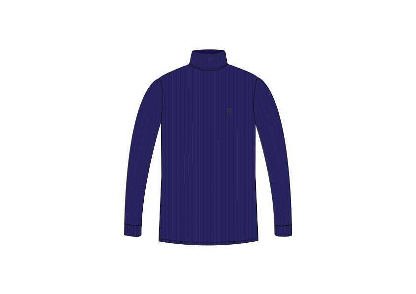 Classic Navy Ribbed Knit Roll-neck Jumper - FSH957
