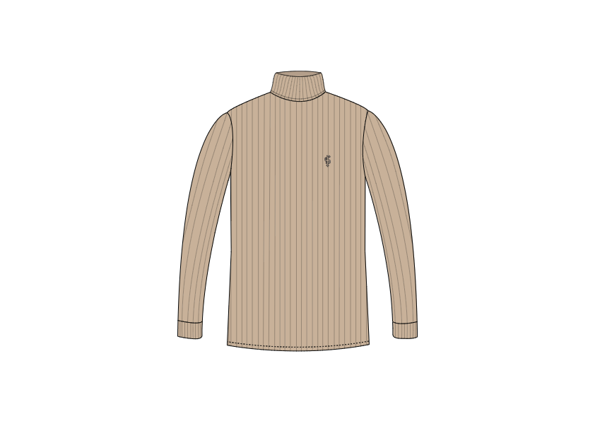 Classic Beige Ribbed Knit Roll-neck Jumper - FSH959