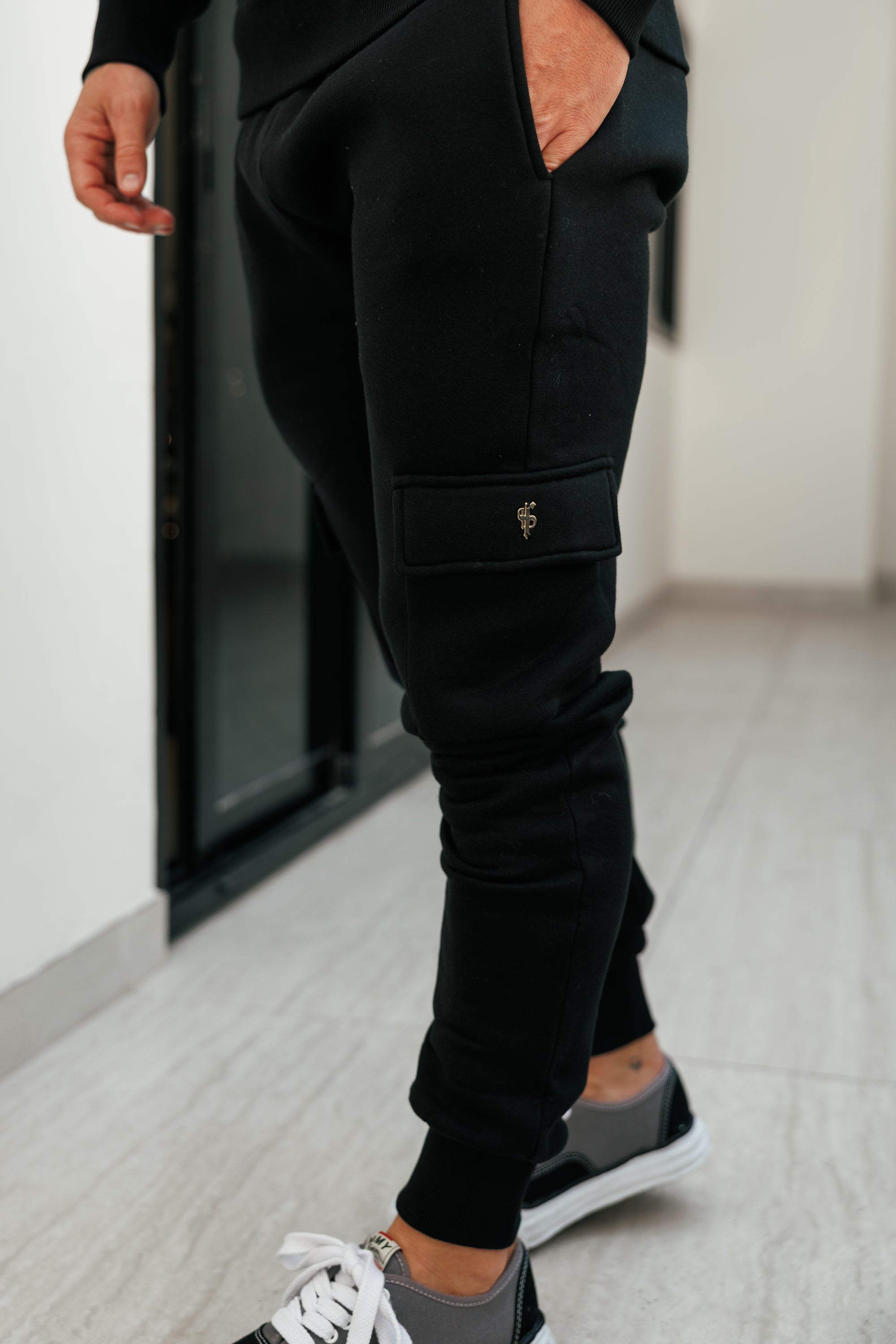 Black / Gold Cargo Tracksuit Bottoms - FSR029
