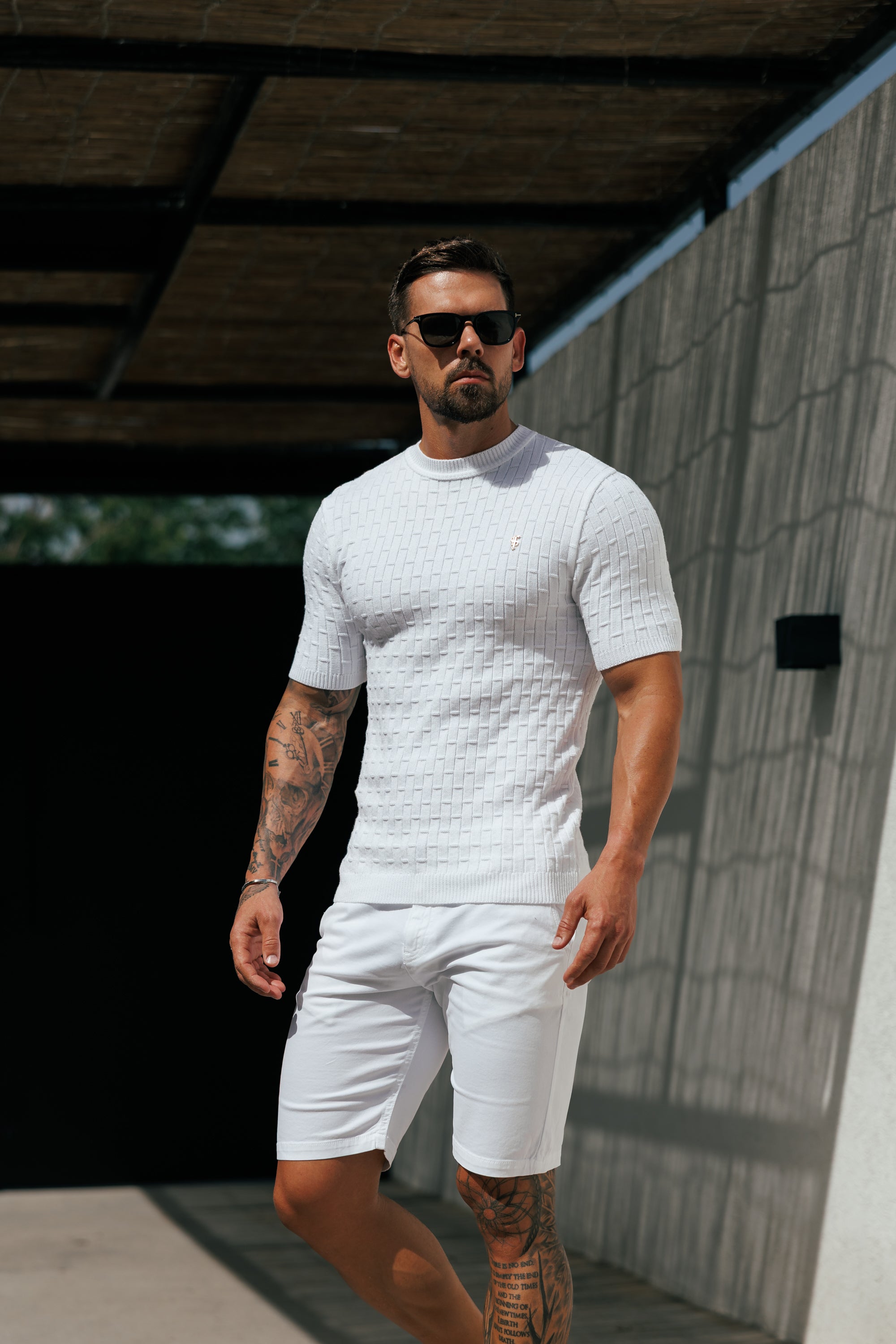 White Viscose Knitted Short Sleeve T-Shirt - FSJ160