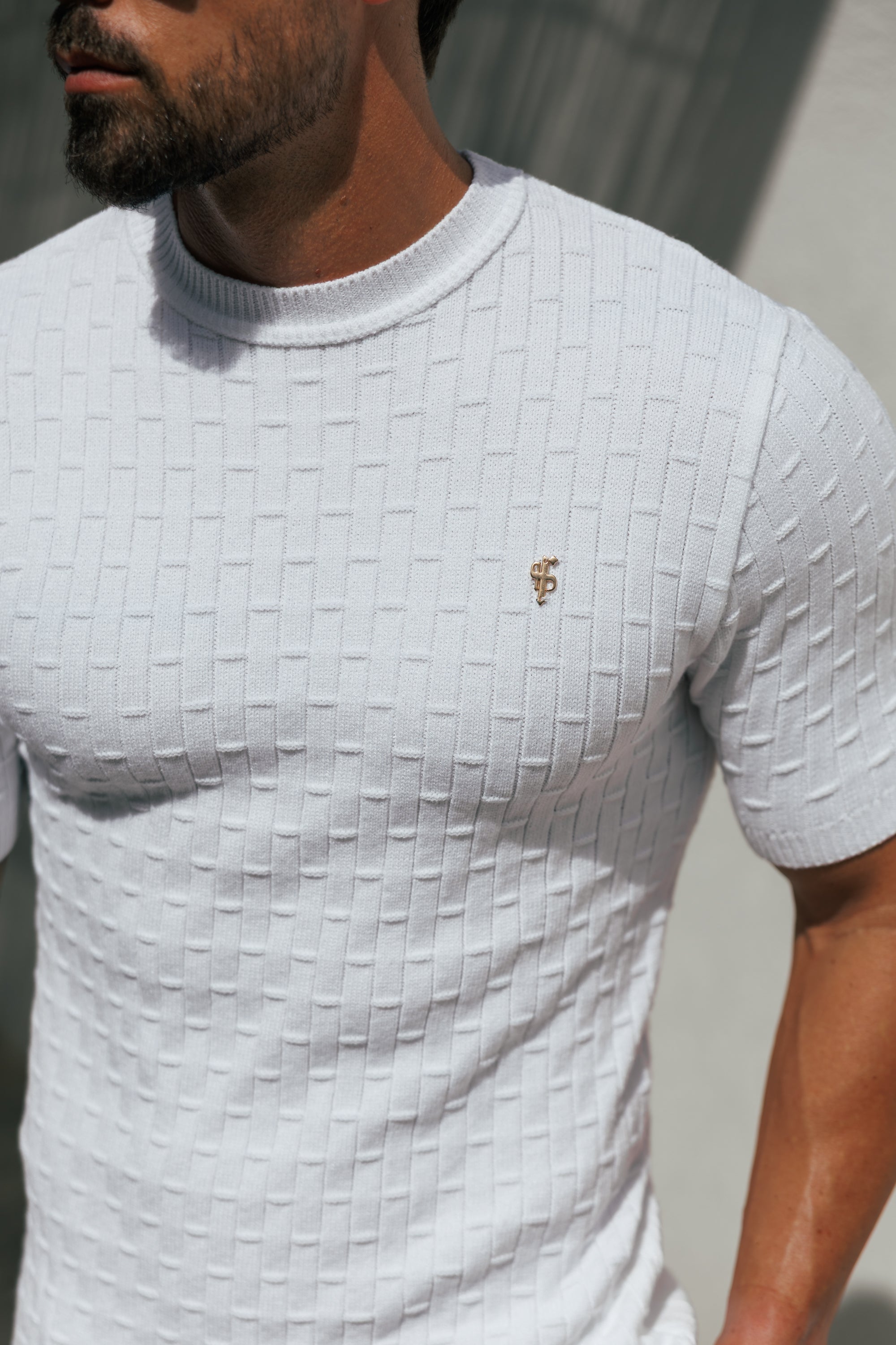 White Viscose Knitted Short Sleeve T-Shirt - FSJ160