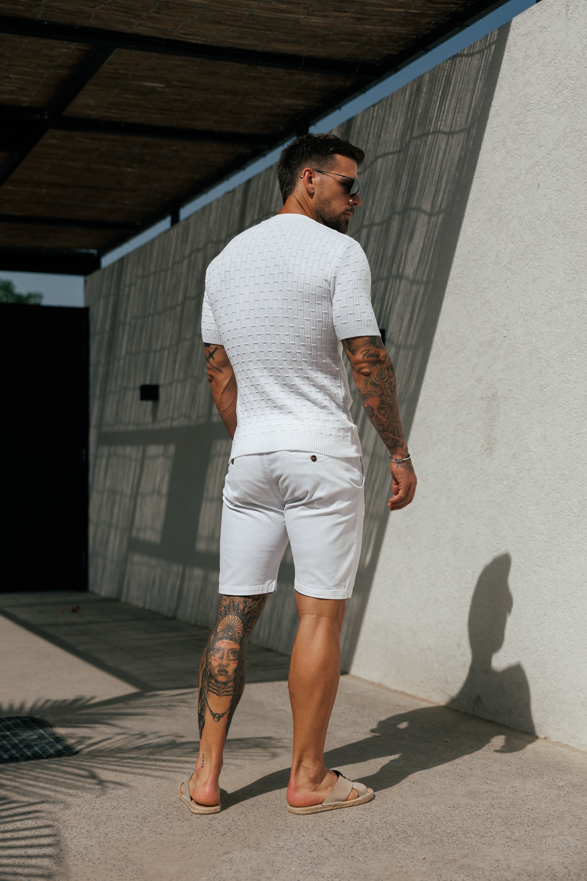 White Viscose Knitted Short Sleeve T-Shirt - FSJ160