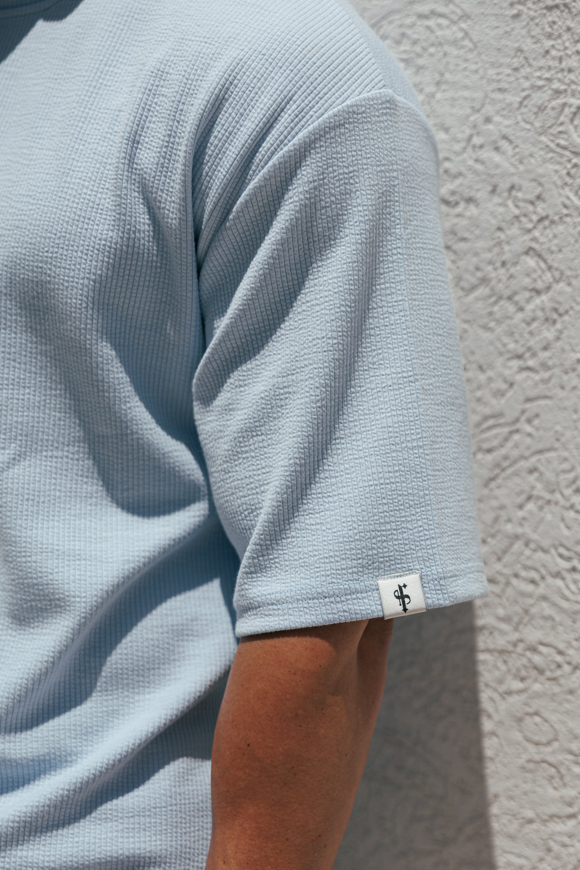 Jersey Cord Light Blue Oversized T-Shirt - FSR106