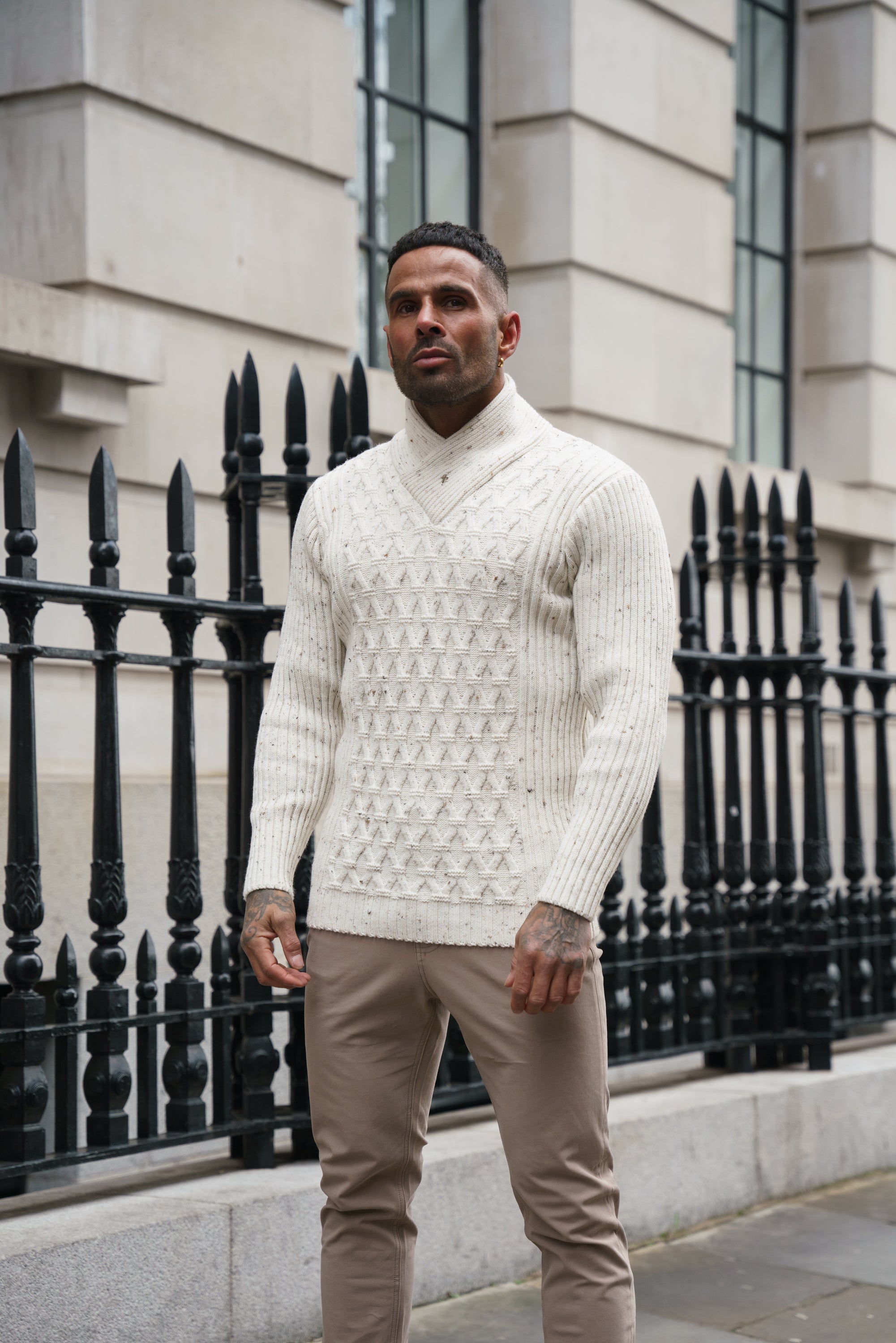 Chunky Cable Knit Natural with Colour Fleck Jumper - FSJ067