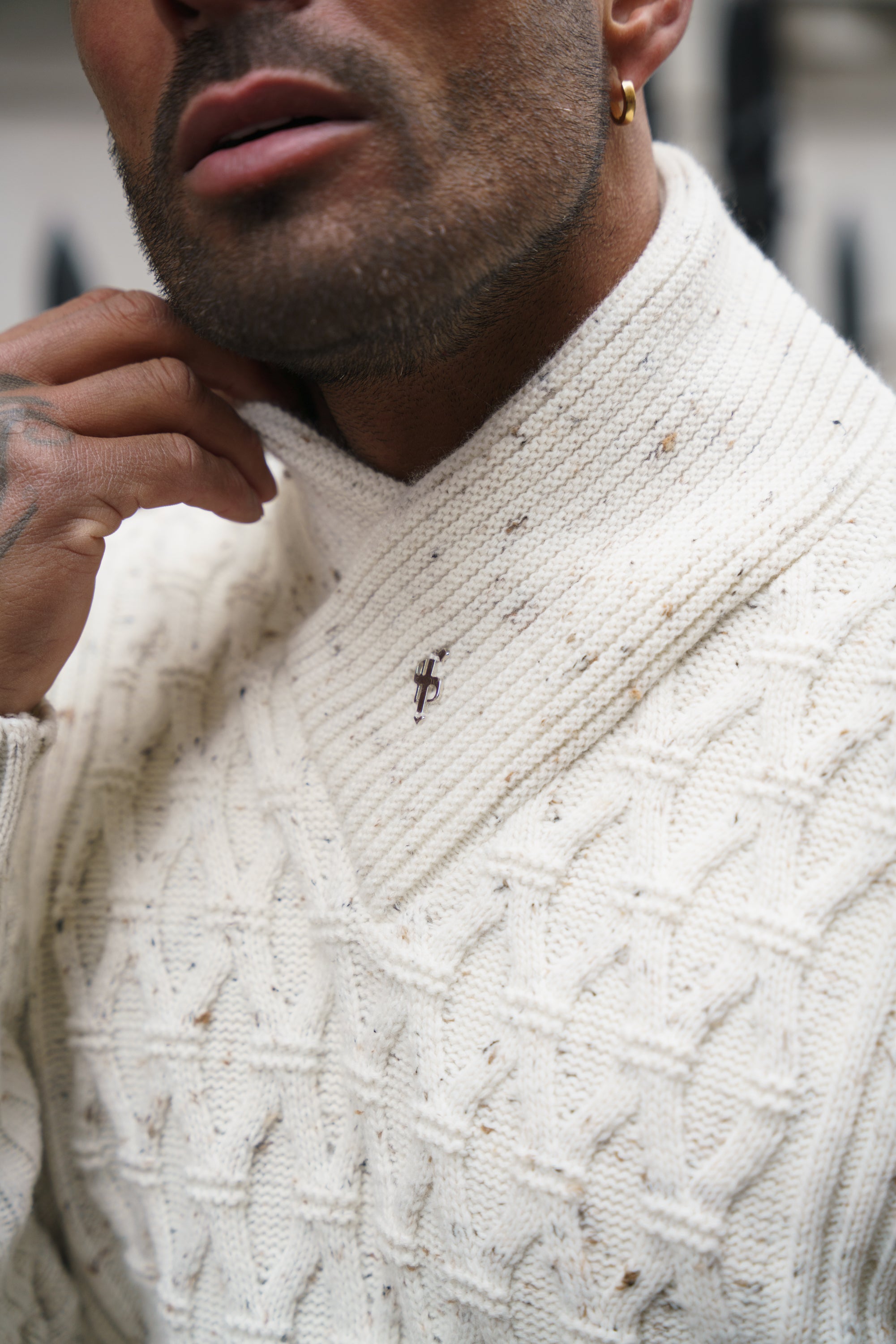 Chunky Cable Knit Natural with Colour Fleck Jumper - FSJ067