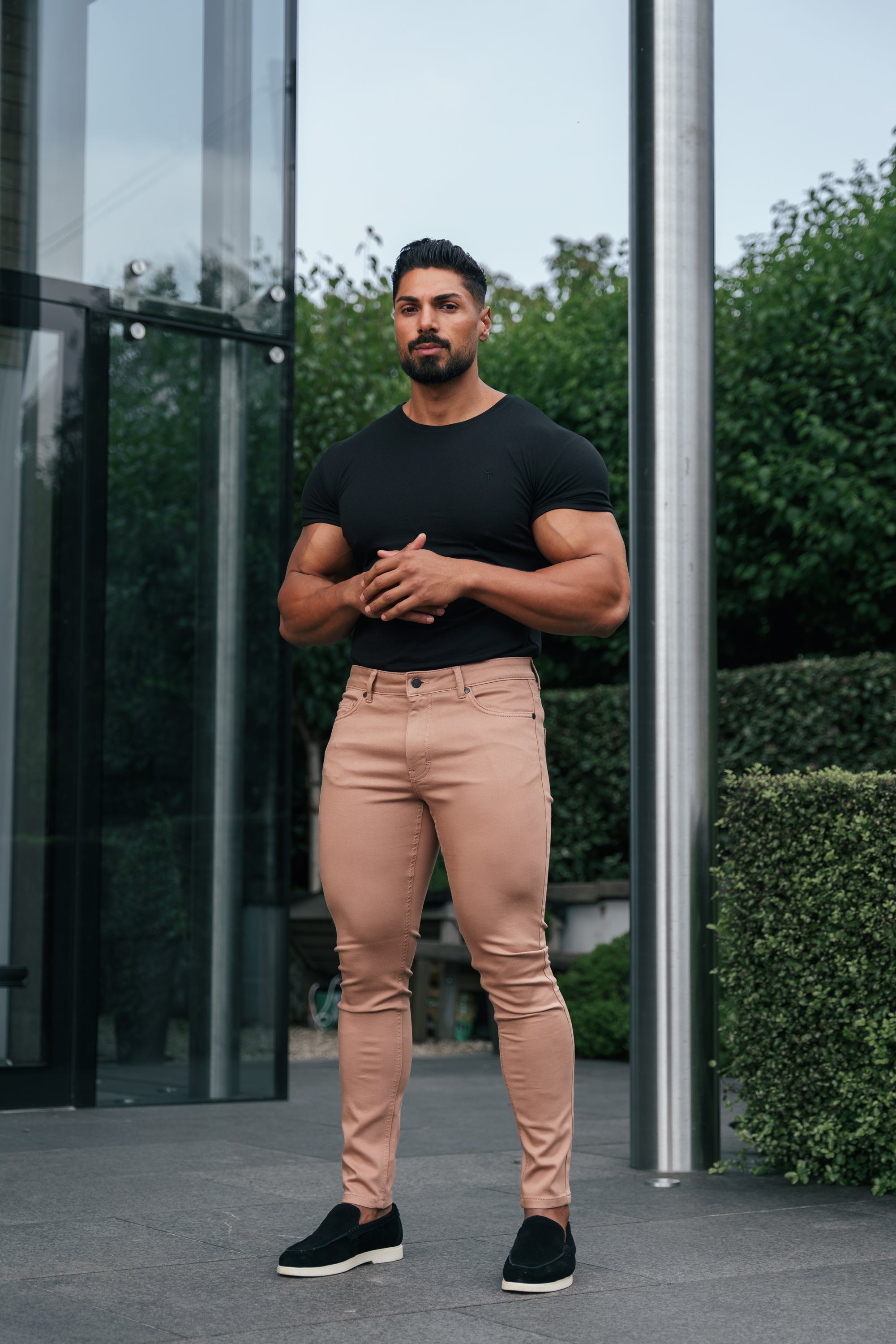 Slim Stretch Coffee Sateen Trousers - FSH1146