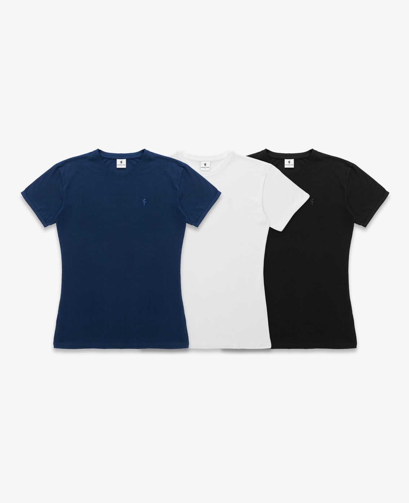 3 x Boxed Crew T-shirts Black, Navy, White - FSH1432