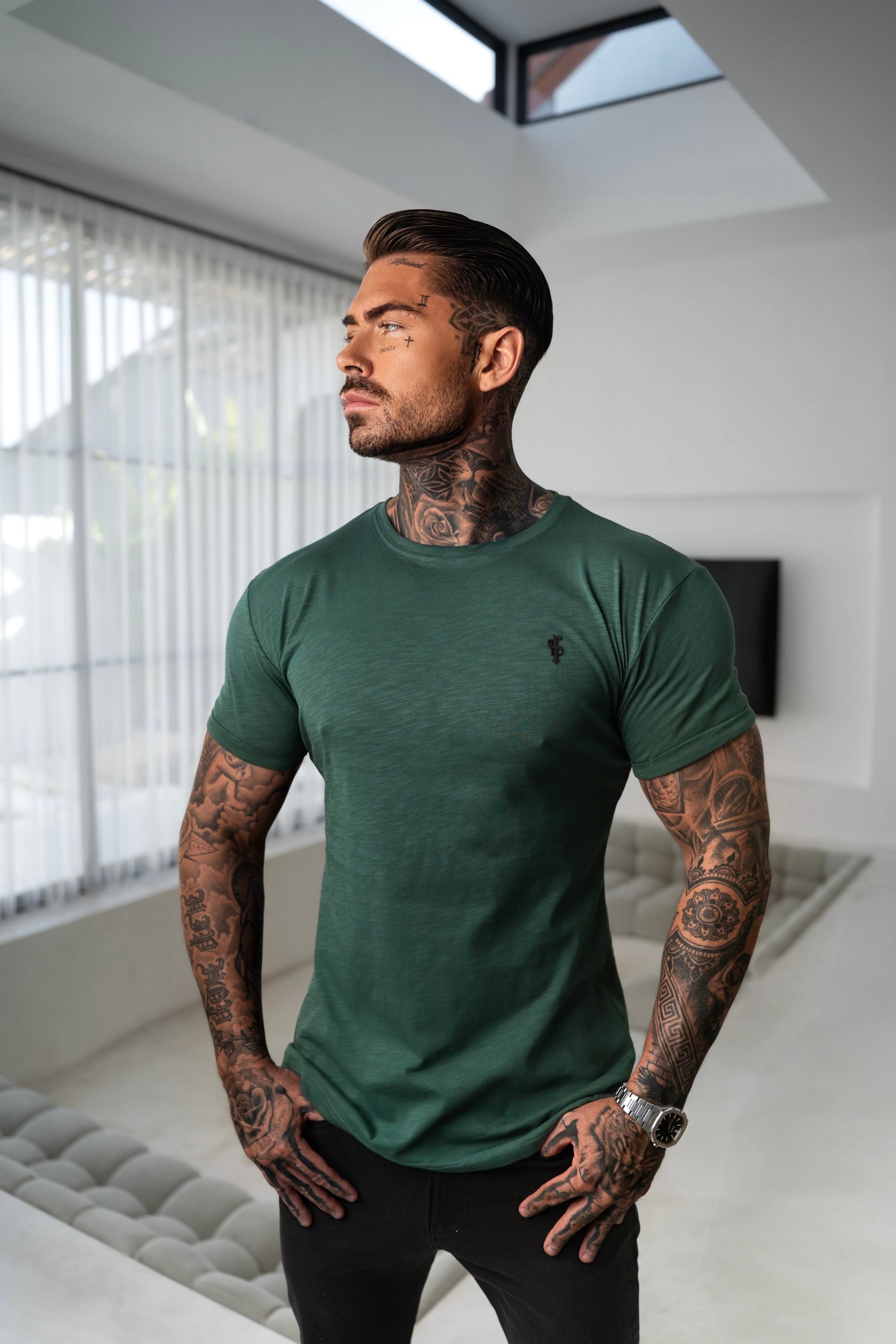 Forest Green Slub Crew T-Shirt - FSH1378