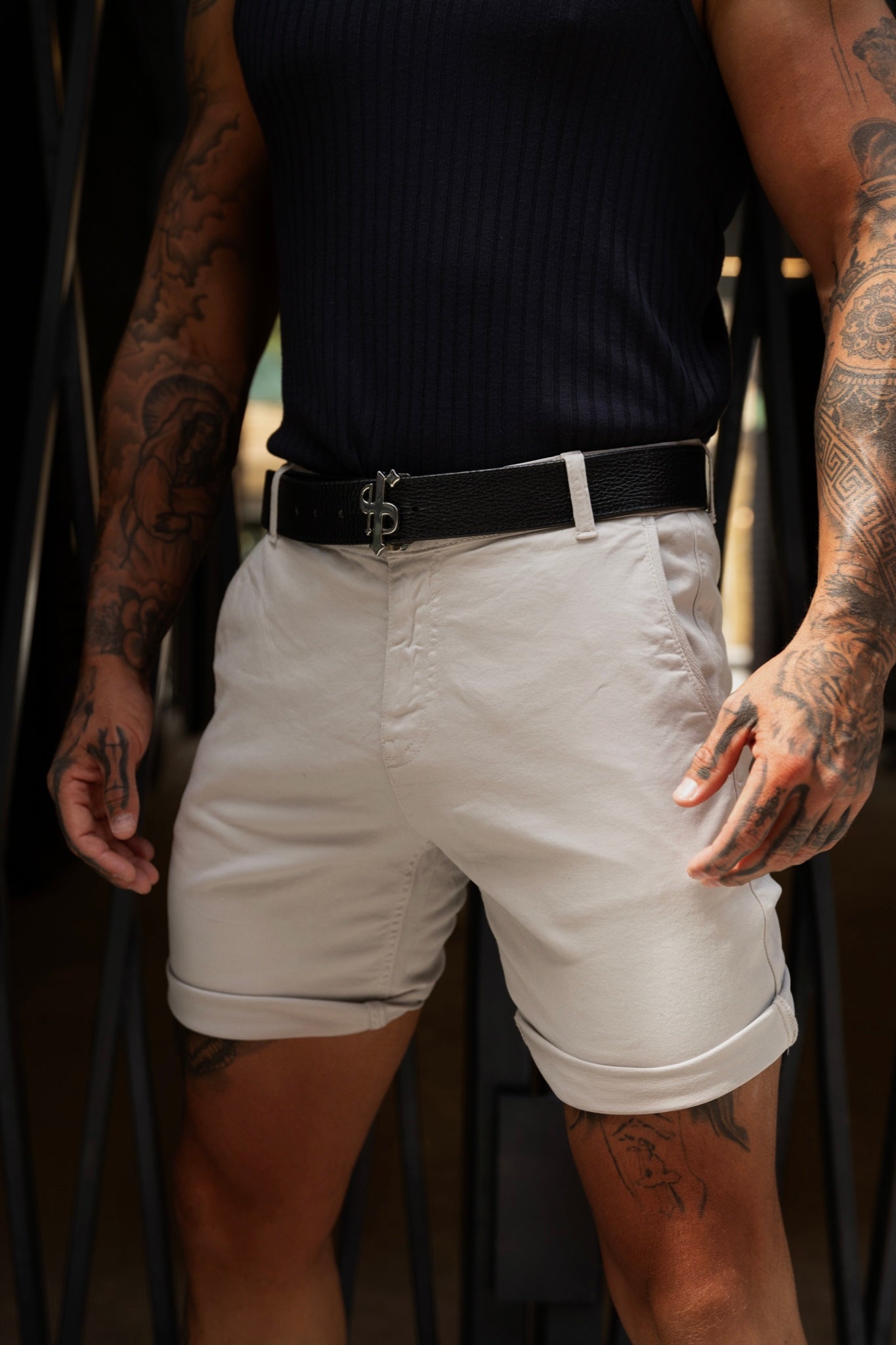 Slim Fit New Beige Chino Shorts - FSH983