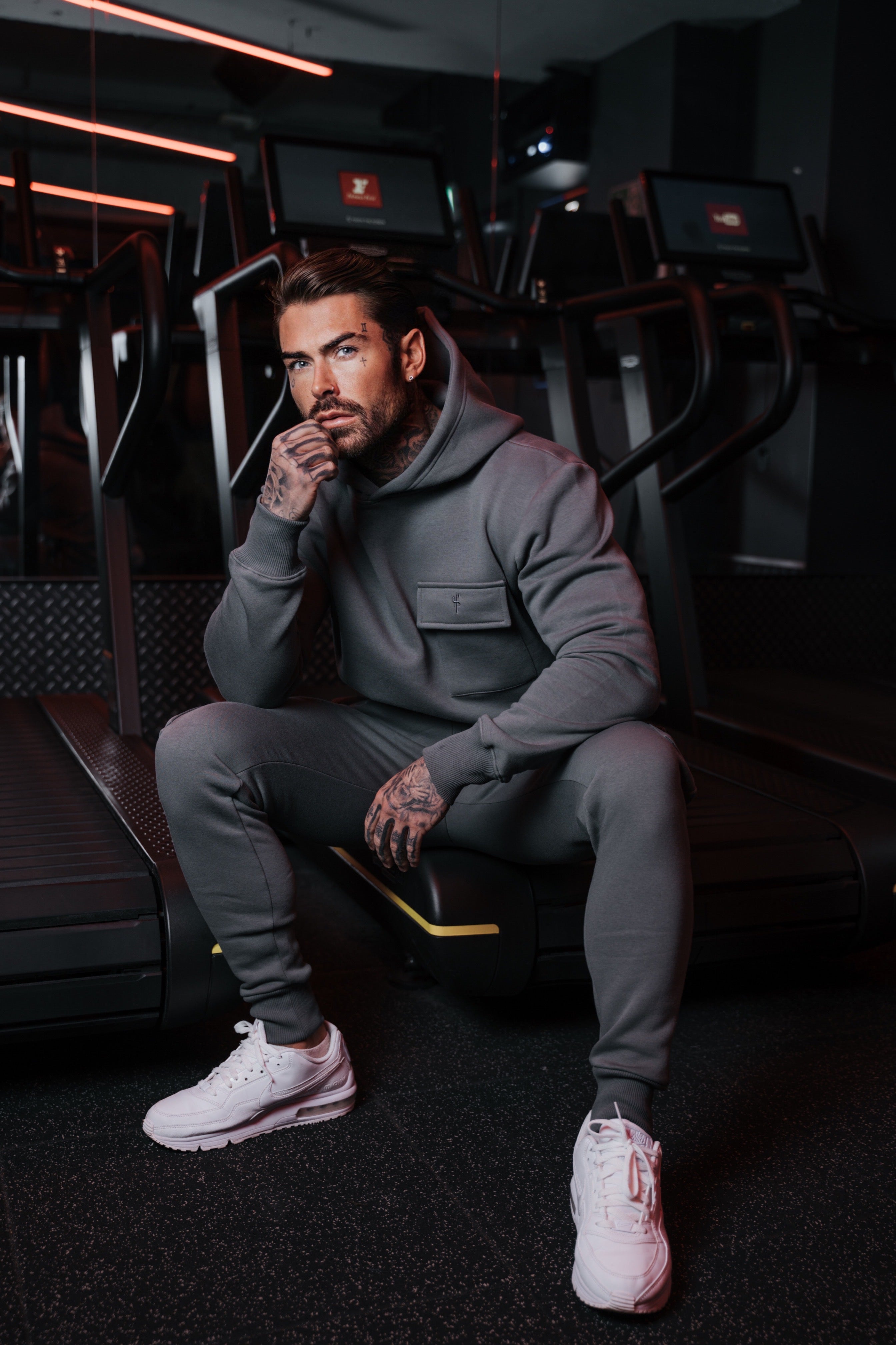 Dark Grey Cargo Hoodie With FS Embroidery - FSH933