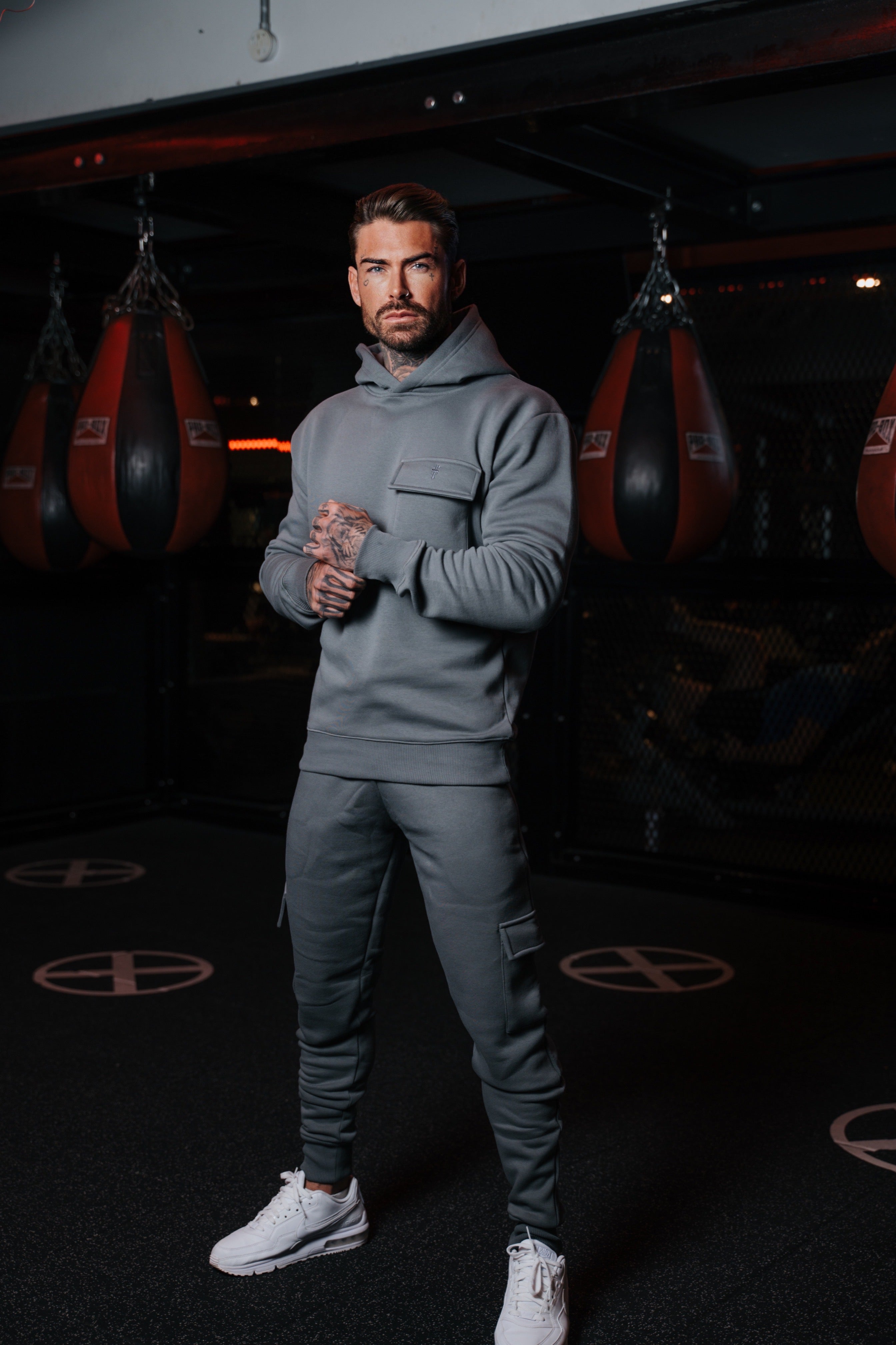 Dark Grey Cargo Hoodie With FS Embroidery - FSH933