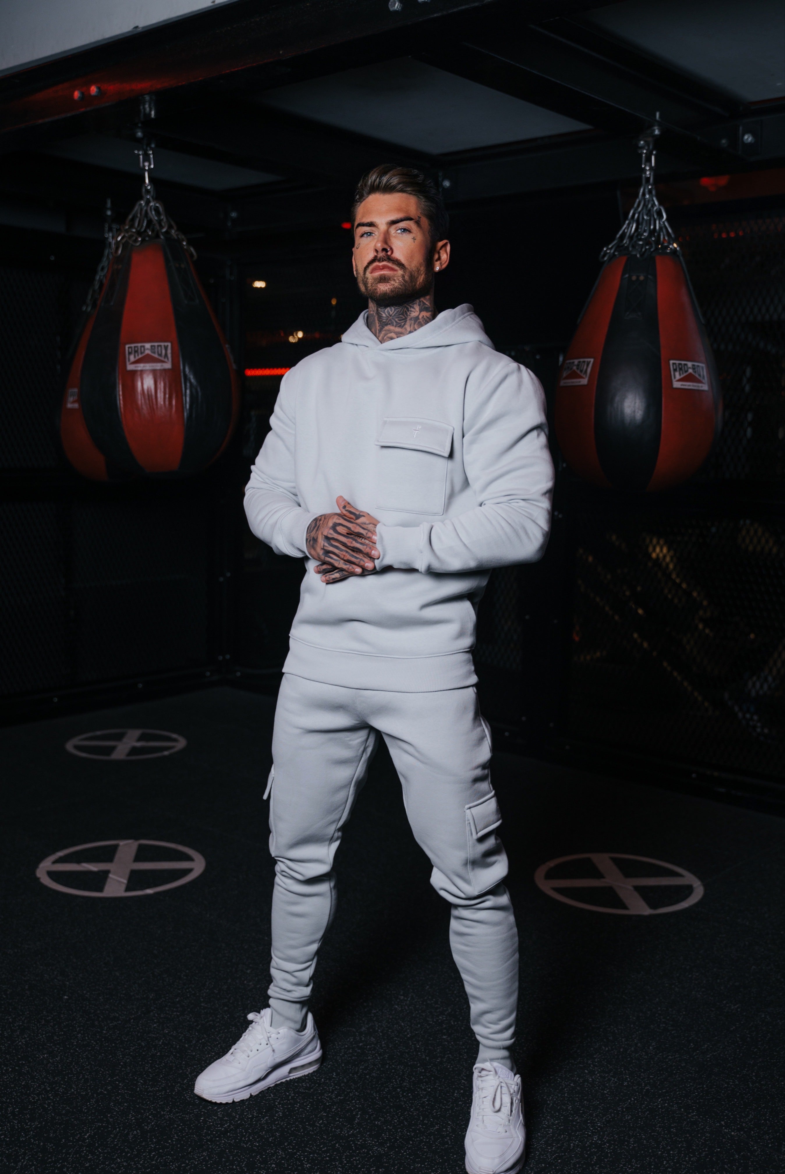 Light Grey Cargo Hoodie With FS Embroidery - FSH931