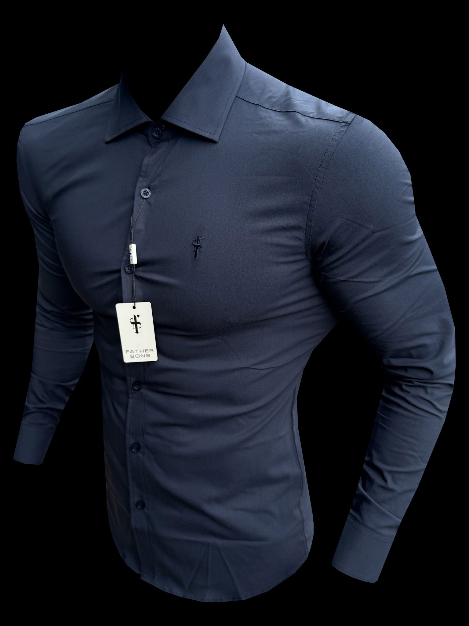 Muscle Fit Advanced Stretch Navy with Cutaway Collar - FS1168