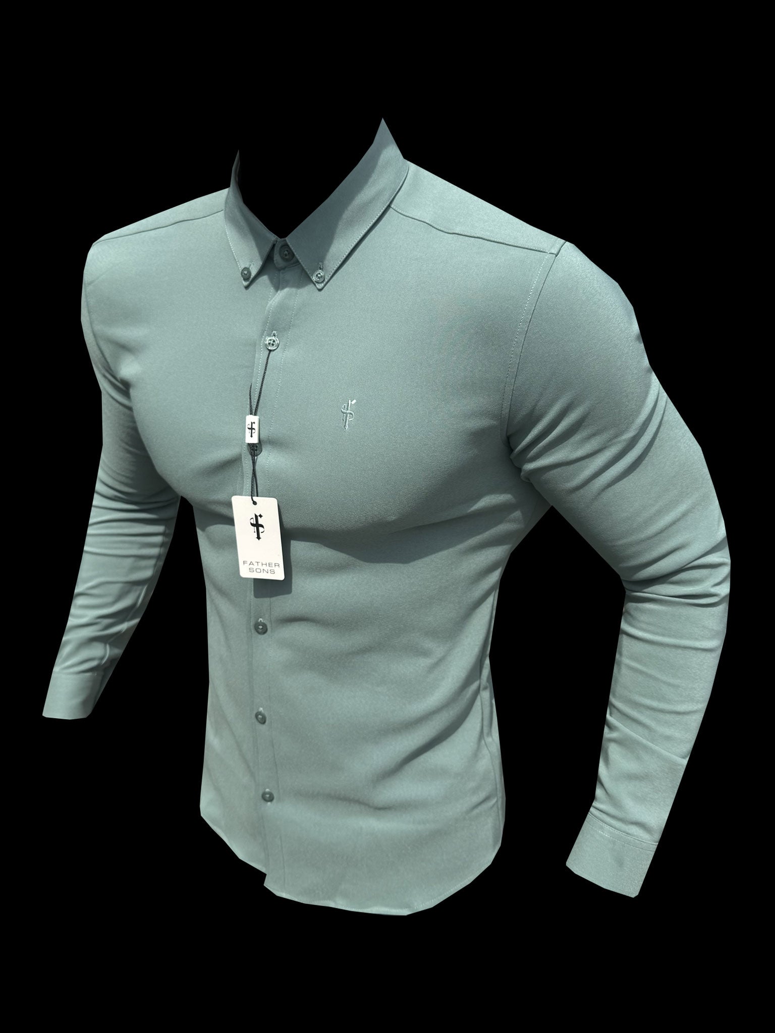 Super Slim LS Olive Scuba with Button Down Collar - FS1187