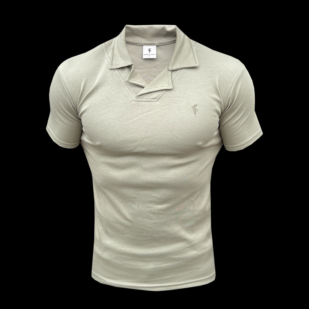 Classic Olive Polo Shirt With Revere Collar - FSH1065