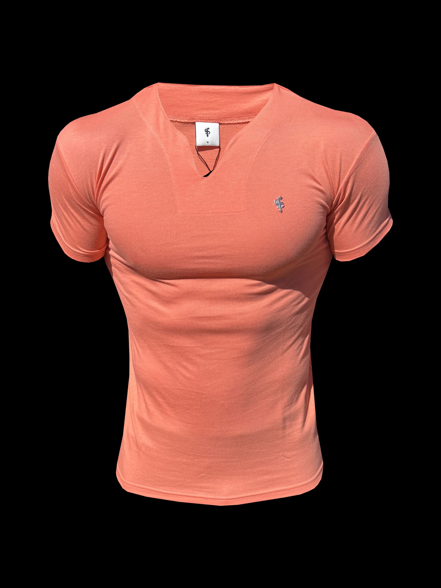 Advanced V Neck Bamboo Crew Short Sleeve Salmon - FSH1469