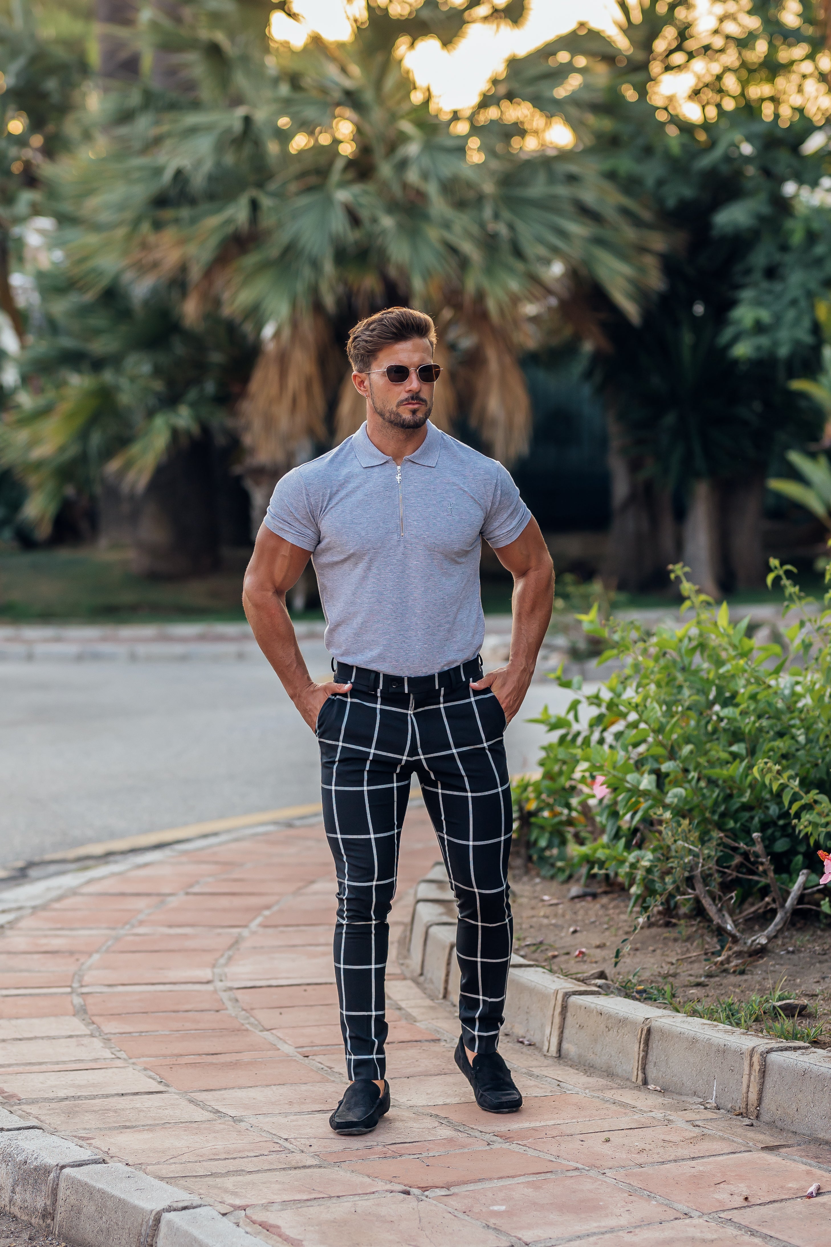 Classic Light Grey and Silver Zipped Polo Shirt - FSH813
