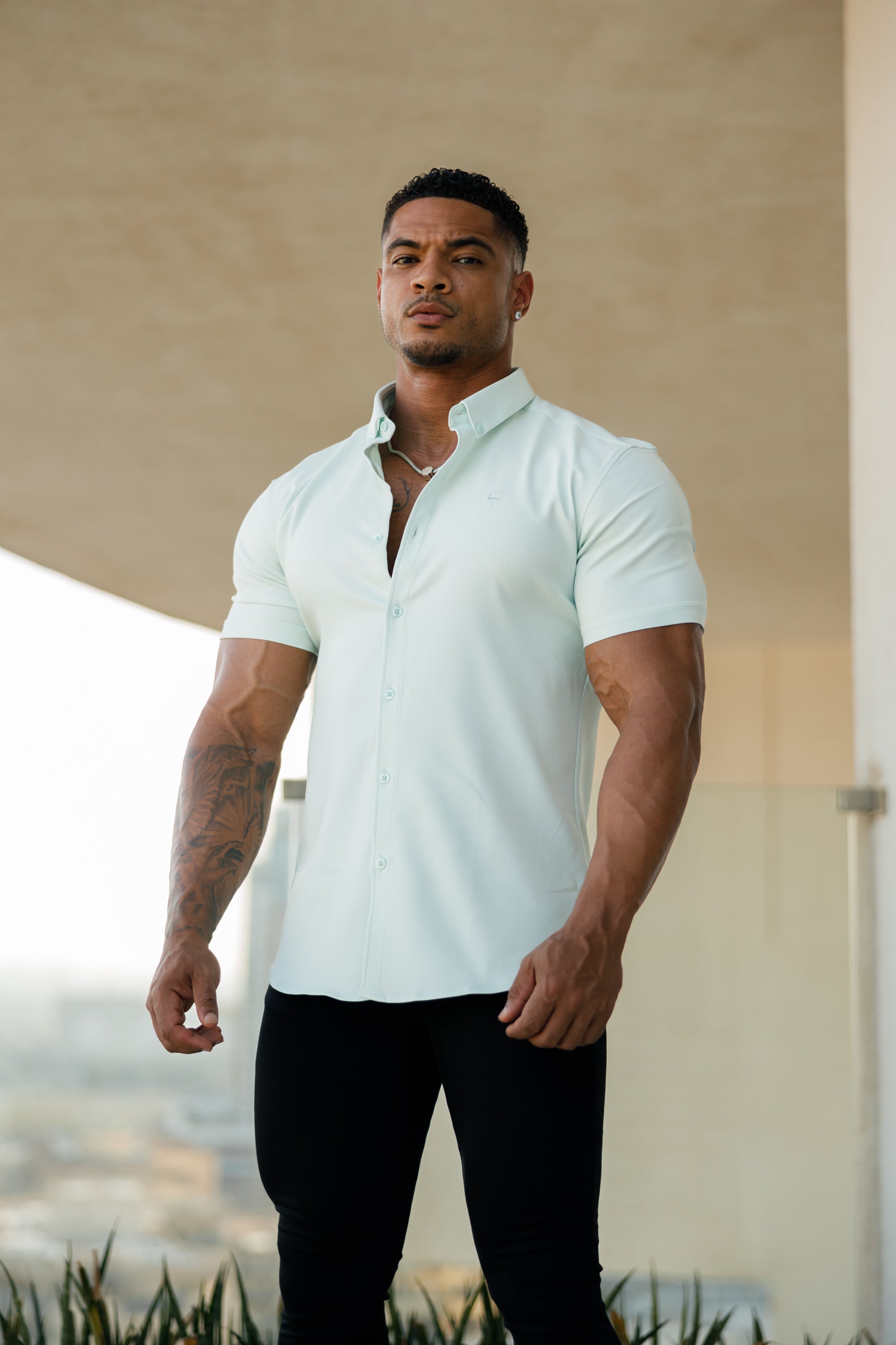 Super Slim Scuba Mint Green Short Sleeve Stretch - FS879