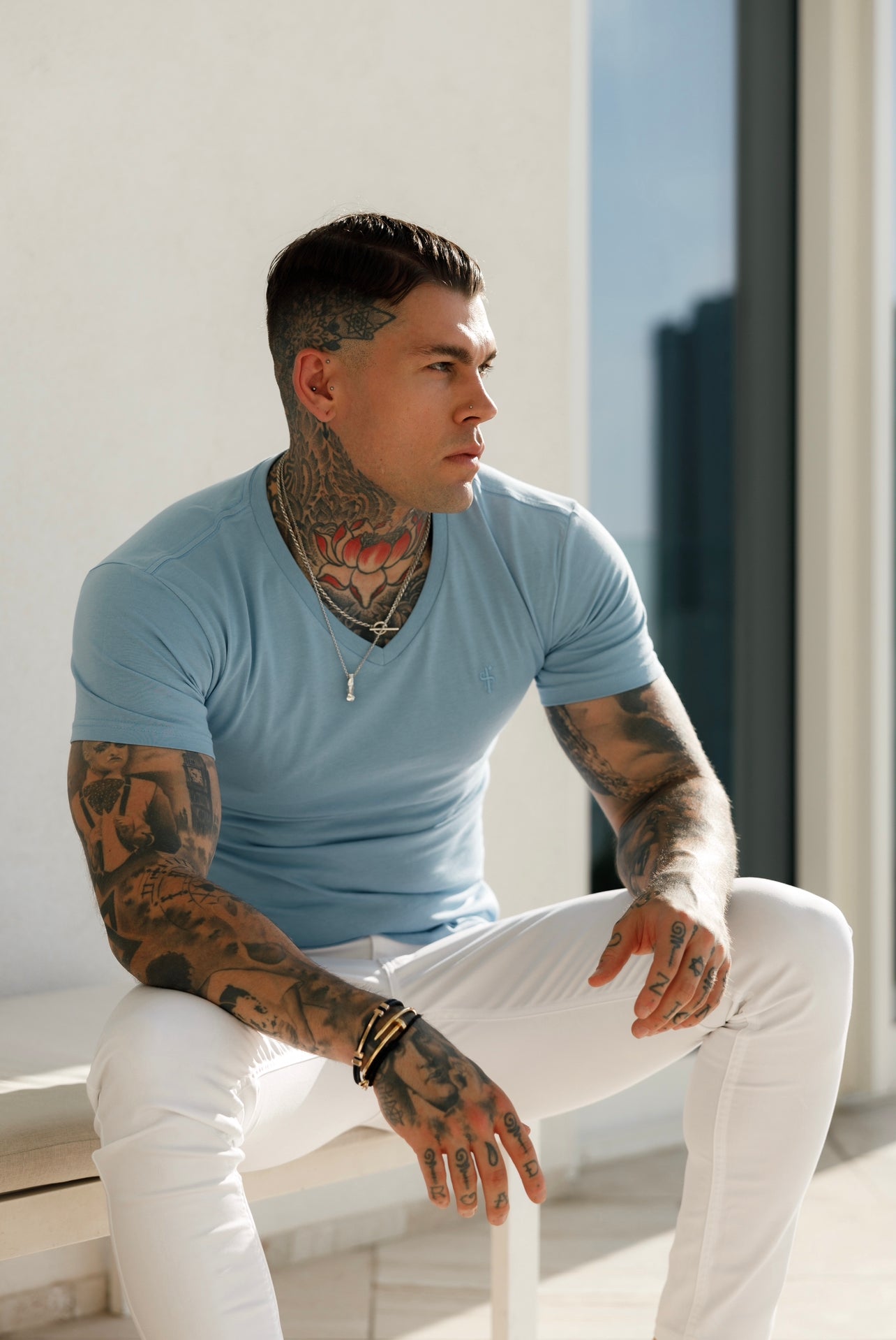 Slim Stretch White Sateen Trousers - FSH529