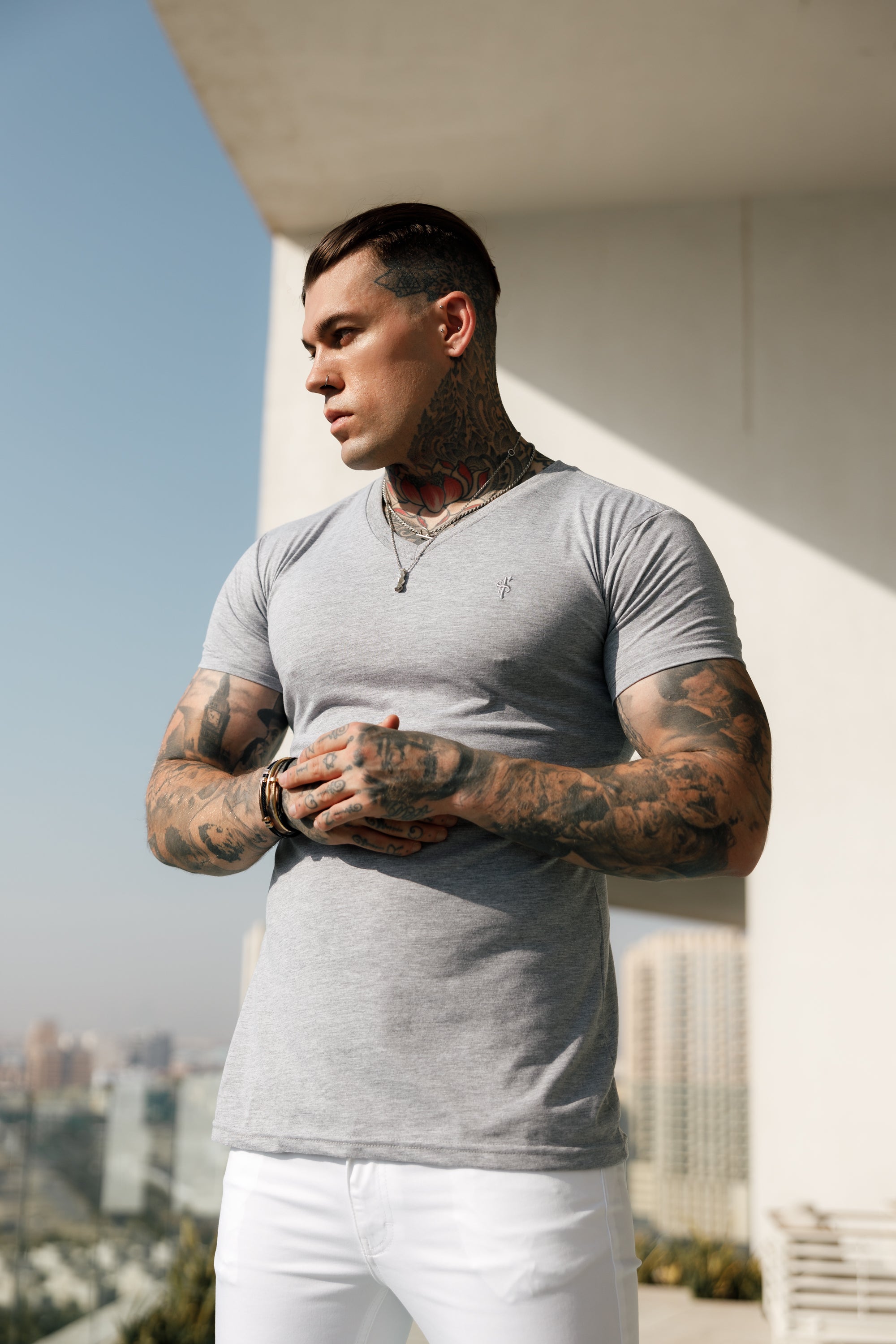 Classic Light Grey V Neck - FSH372