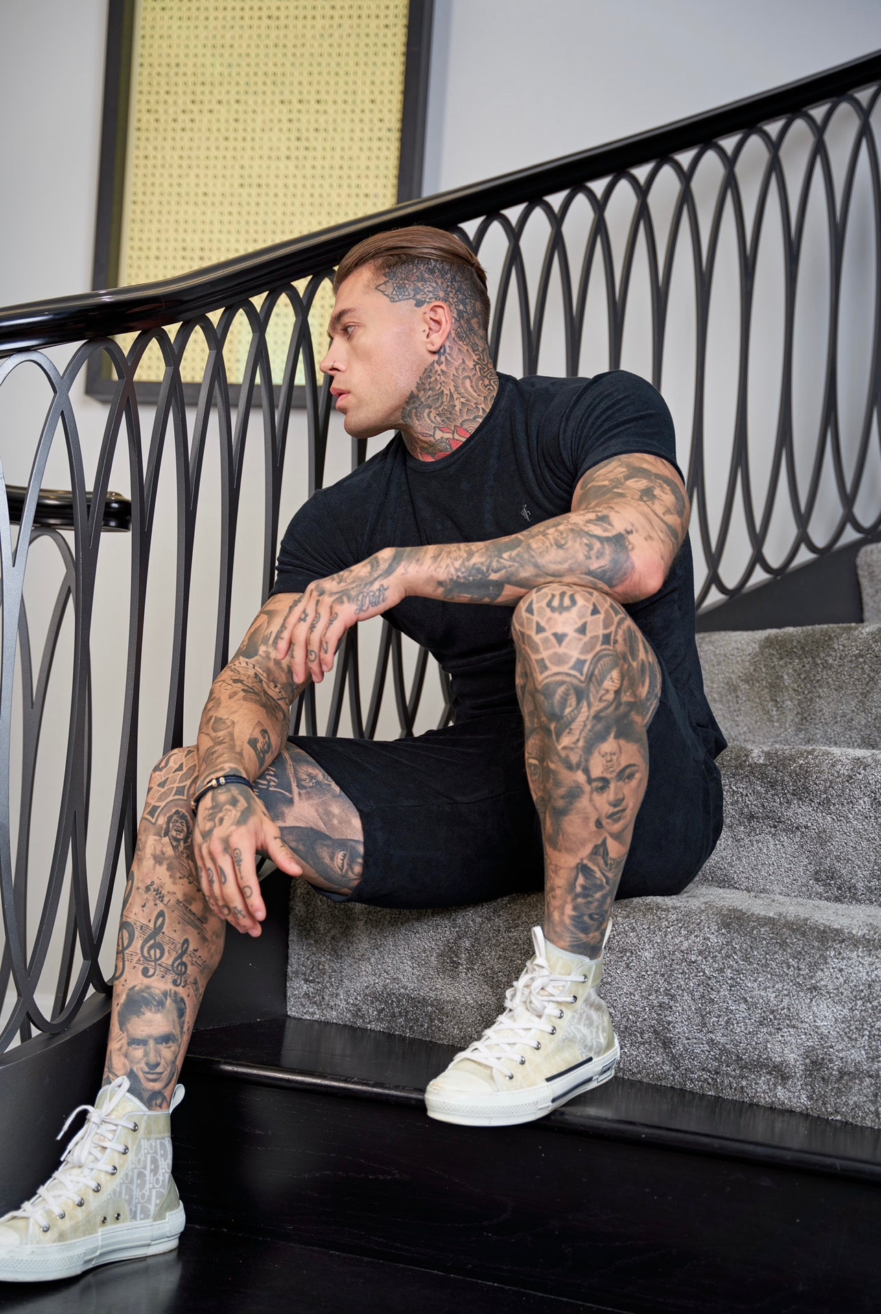 Black Towelling Crew T Shirt - FSH816