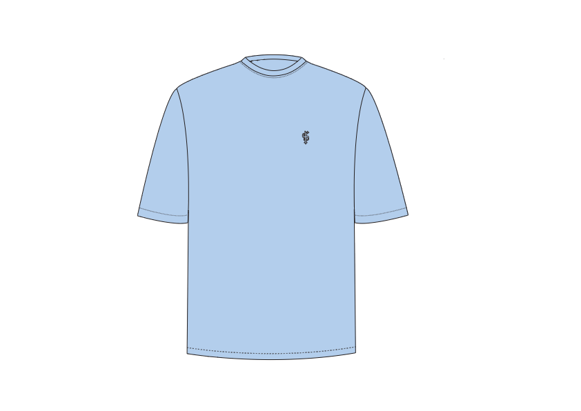 Classic Light Blue Oversized Crew T Shirt - FSH872