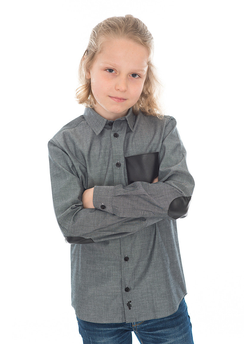 Boys Grey & Black Leather Pocket - FSB014 (LAST CHANCE)