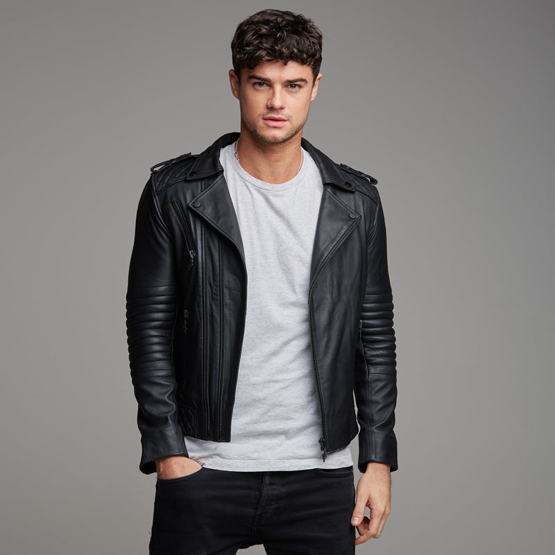 Father Sons Black Leather Jacket - FSH104