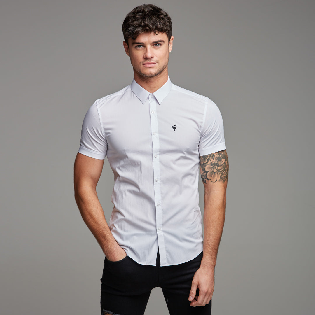 Super Slim Stretch Classic White Short Sleeve - FS126