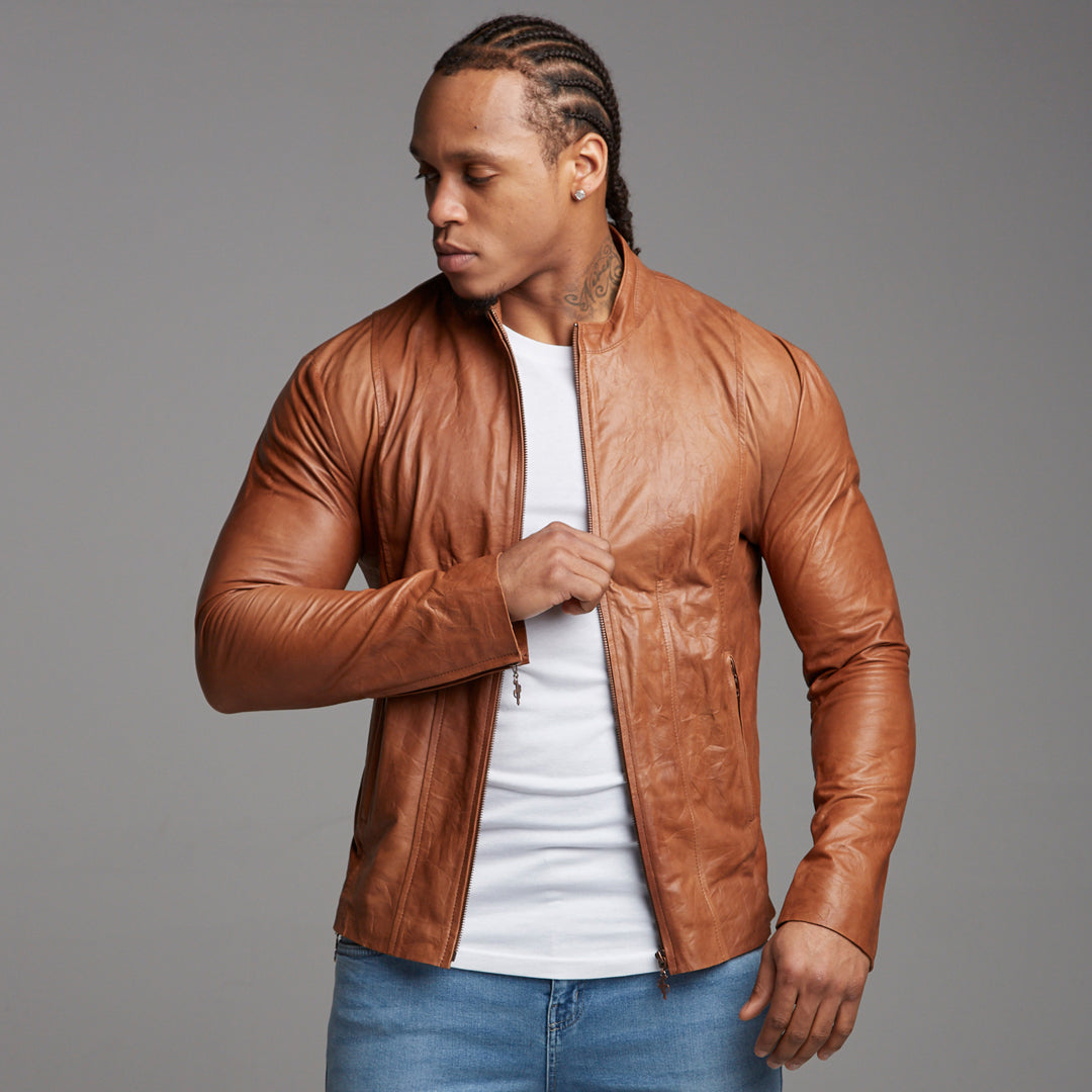Tan Lambs Leather Jacket - FSH205