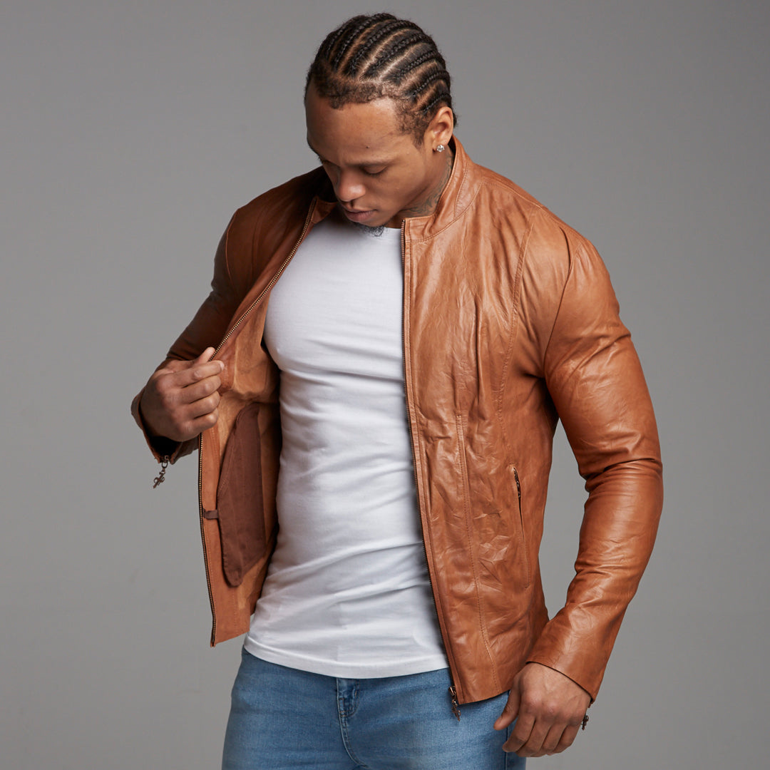 Tan Lambs Leather Jacket - FSH205