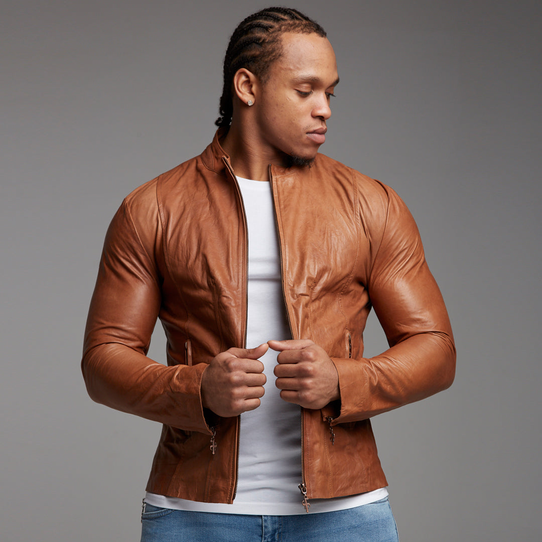 Tan Lambs Leather Jacket - FSH205