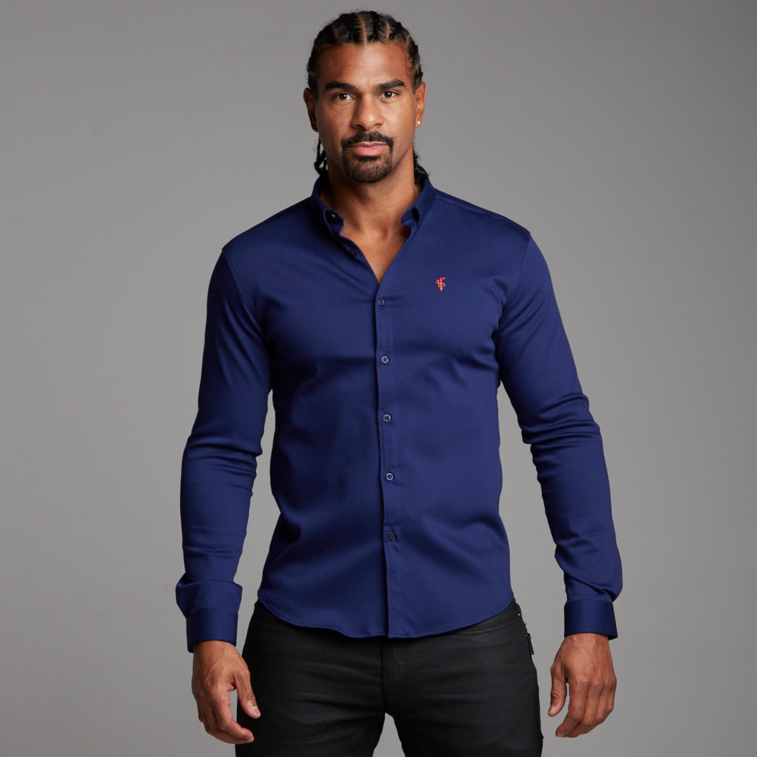 Super Slim Stretch Navy Denim Long Sleeve (Red Emblem) - FS207