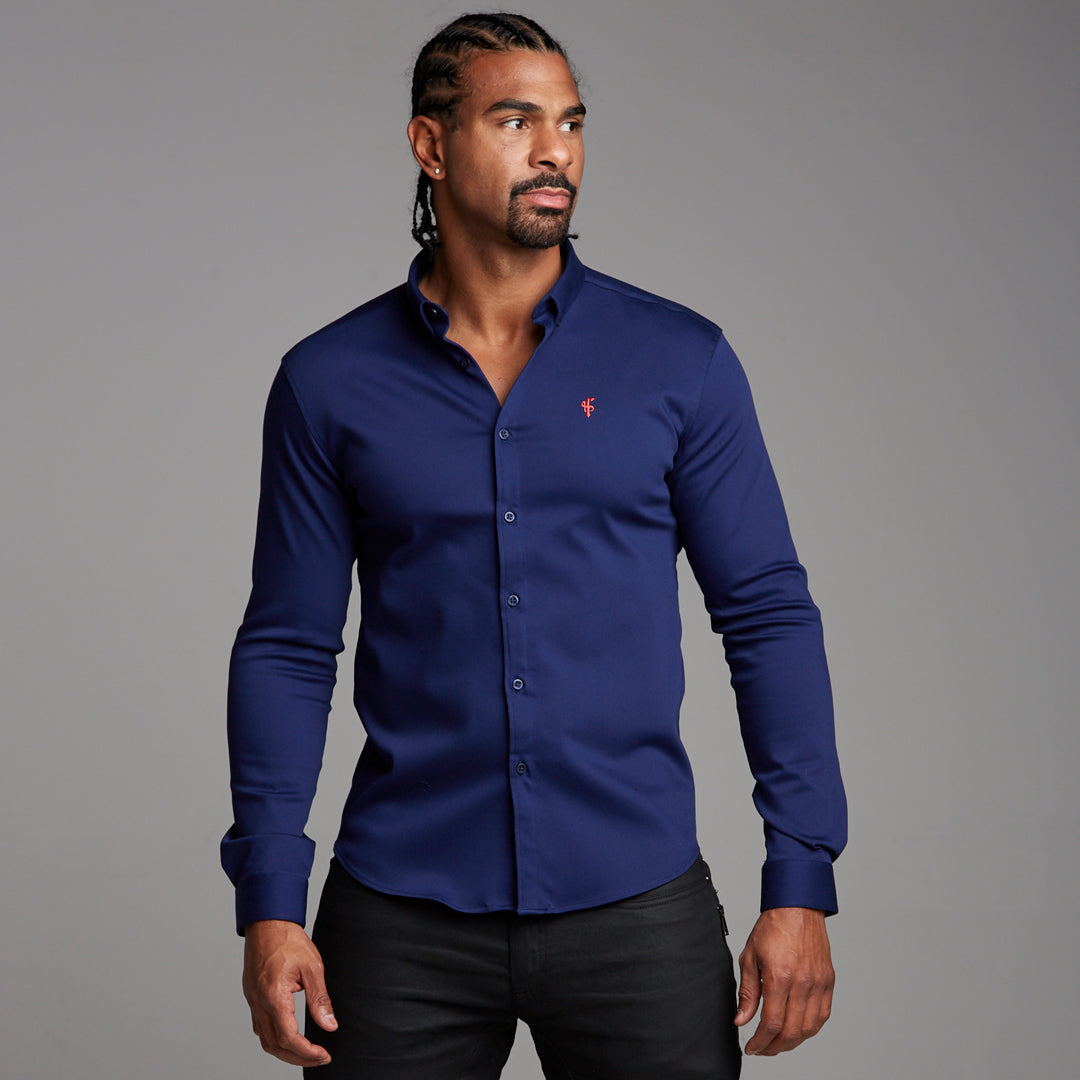 Super Slim Stretch Navy Denim Long Sleeve (Red Emblem) - FS207