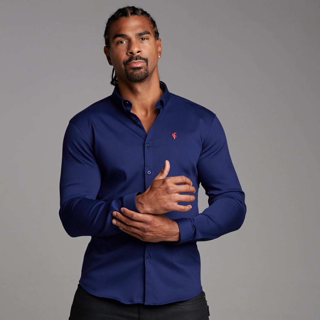 Super Slim Stretch Navy Denim Long Sleeve (Red Emblem) - FS207