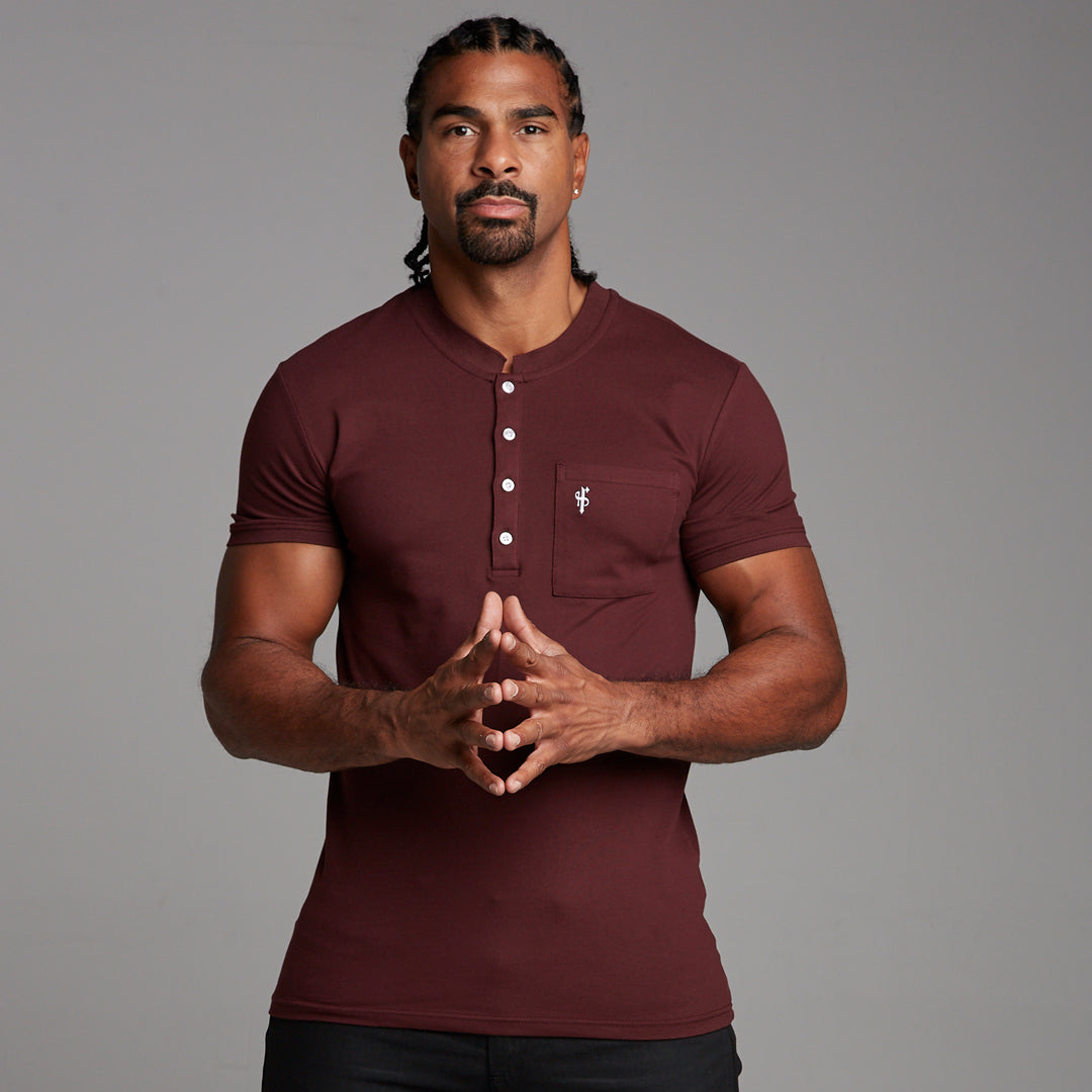 Classic Burgundy Grandad Polo Shirt - FSH195