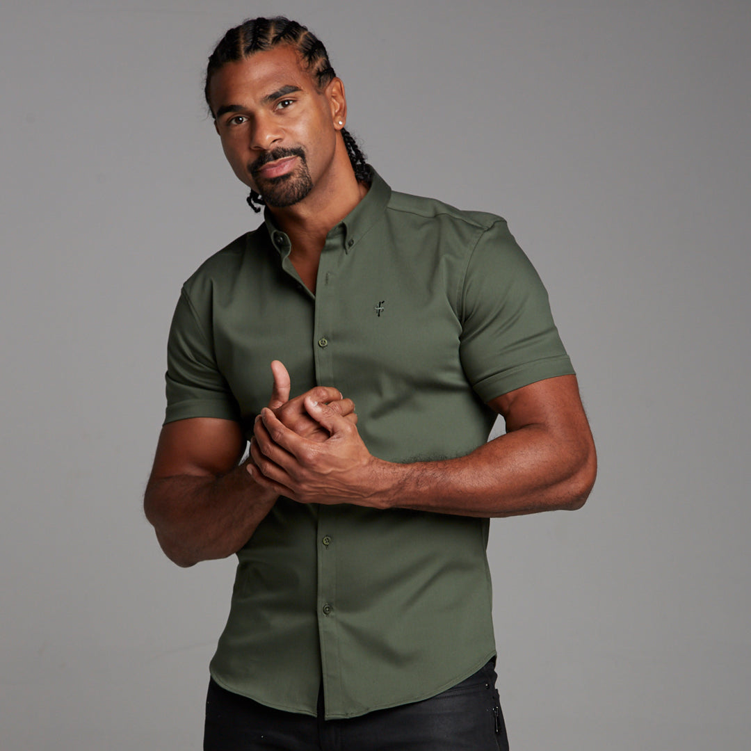 Super Slim Stretch Khaki Denim Short Sleeve - FS203