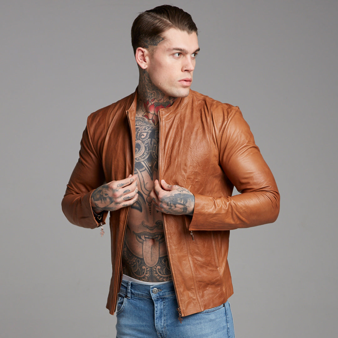 Tan Lambs Leather Jacket - FSH205