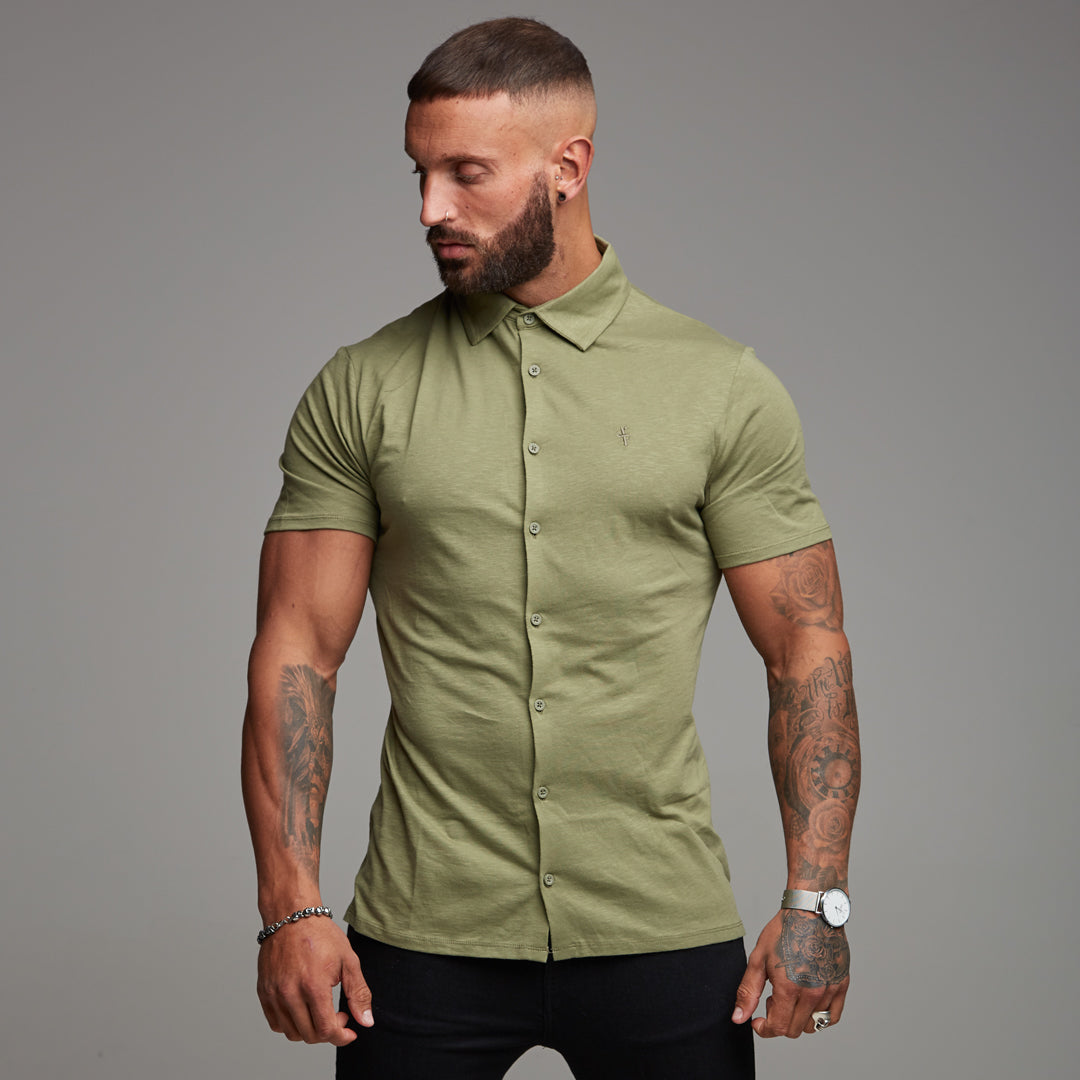 Super Slim Khaki Jersey Short Sleeve - FSH014 (LAST CHANCE)