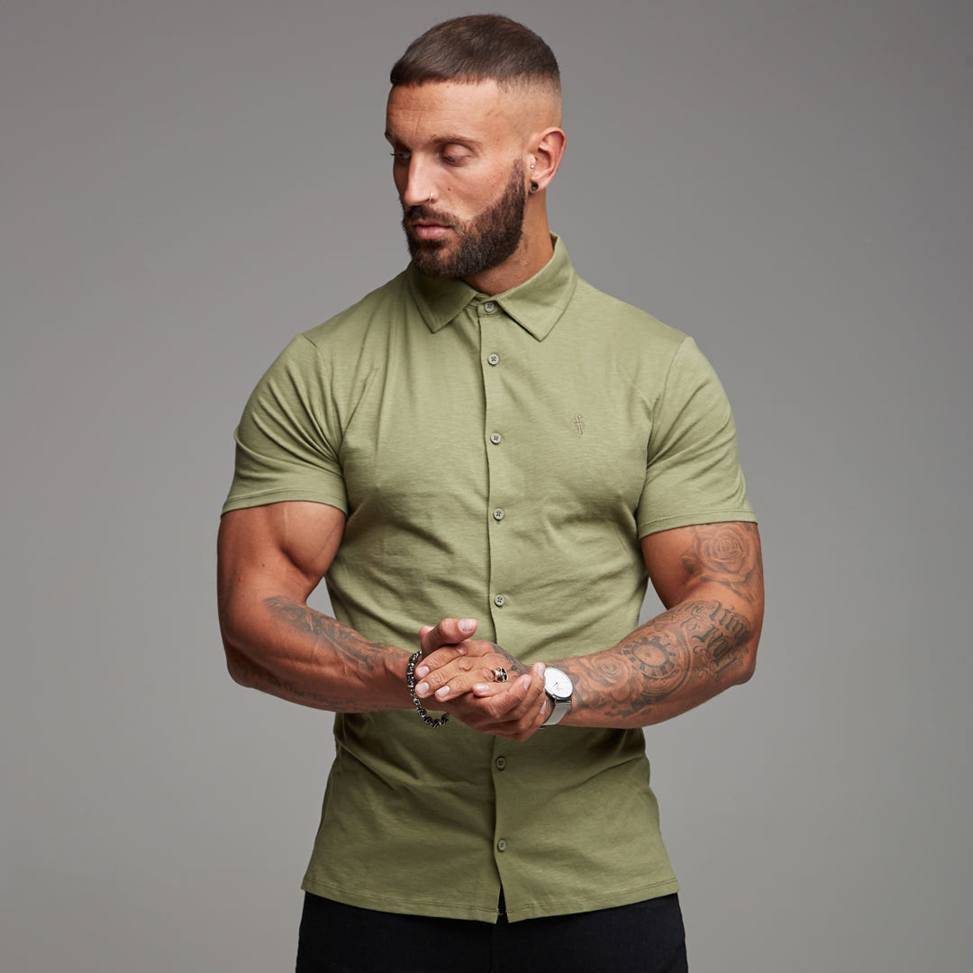 Super Slim Khaki Jersey Short Sleeve - FSH014 (LAST CHANCE)