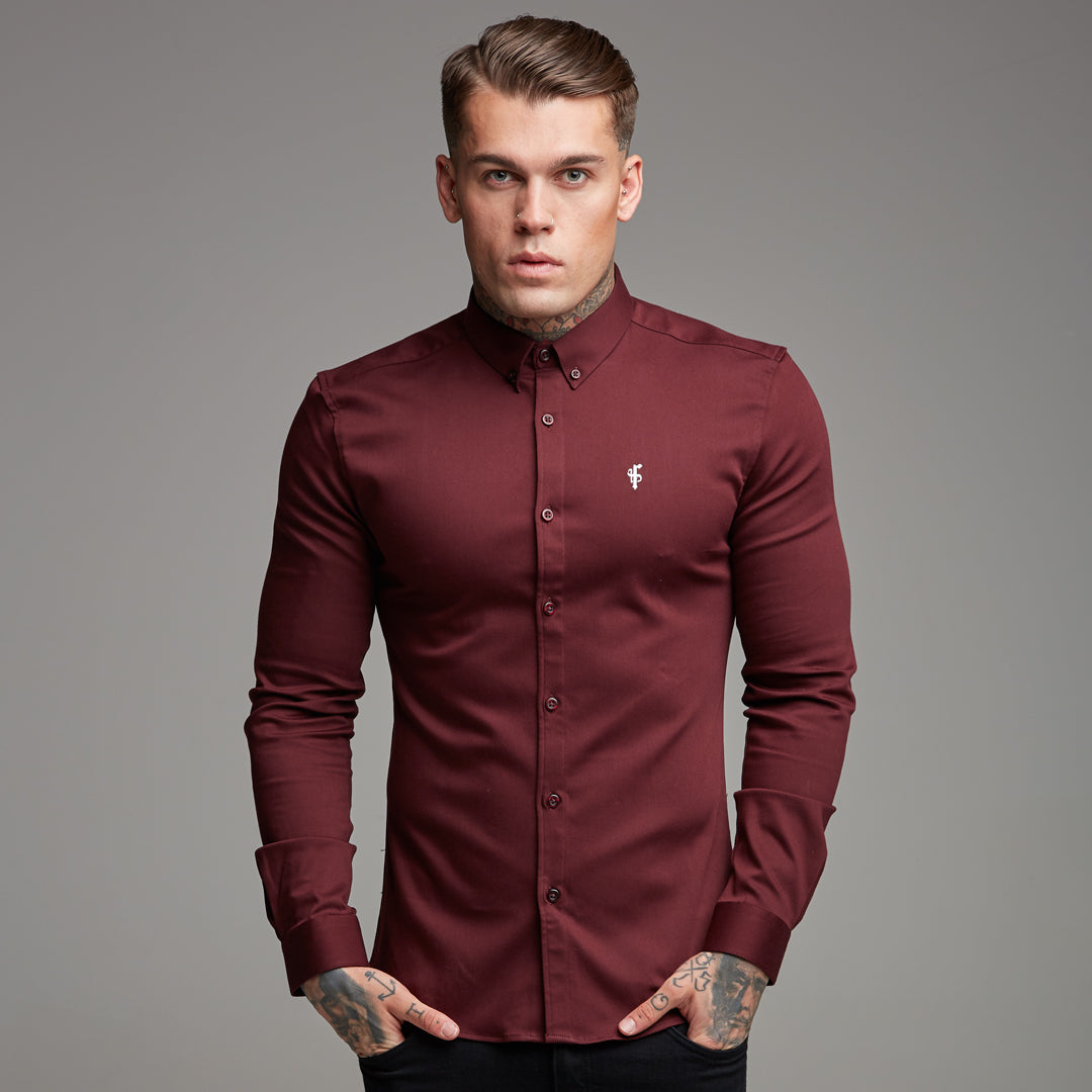 Super Slim Stretch Burgundy Denim Long Sleeve - FS212