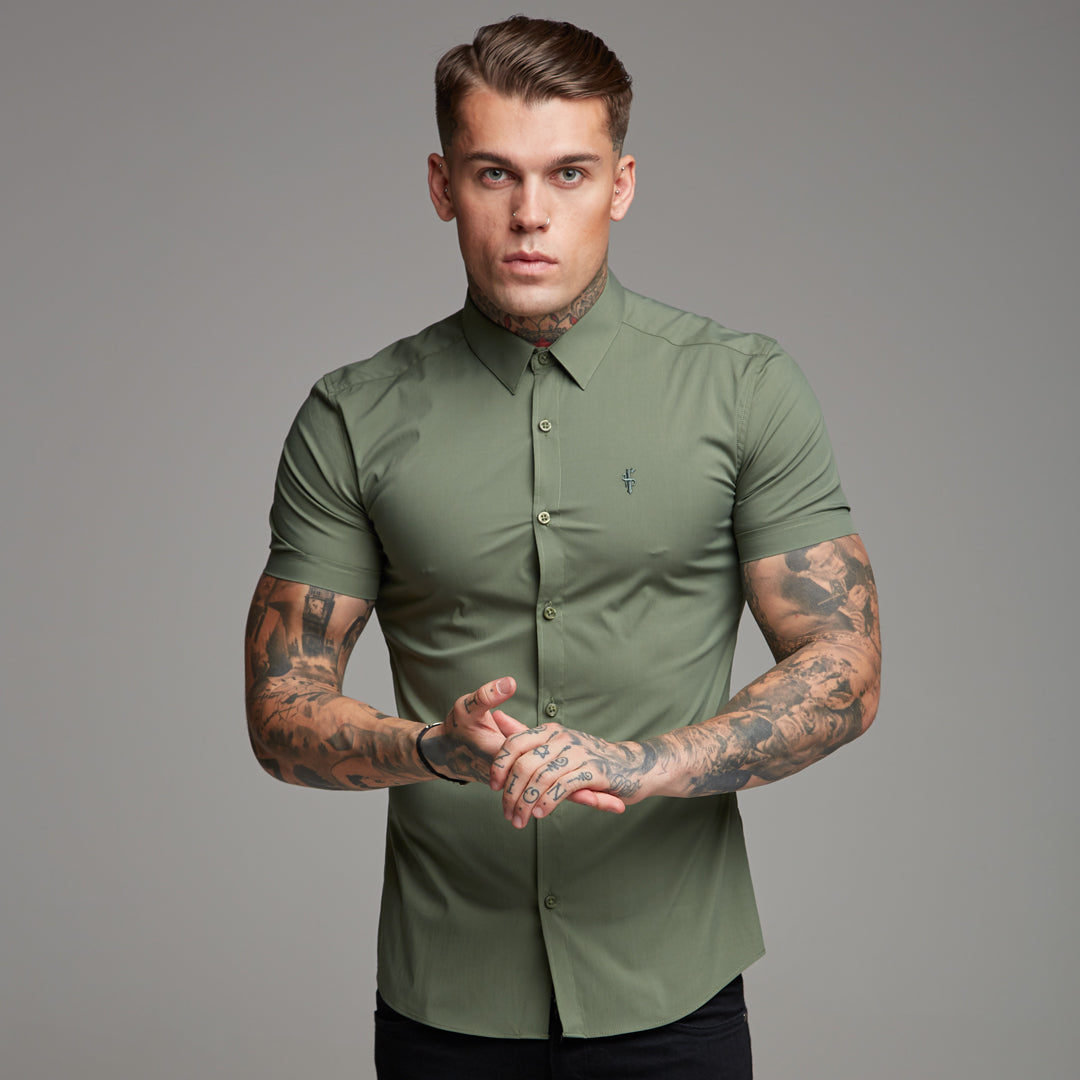 Super Slim Stretch Classic Khaki Short Sleeve - FS238
