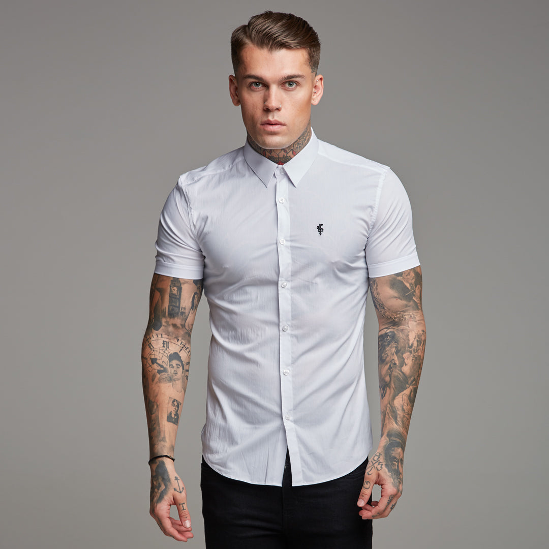 Super Slim Stretch Classic White Short Sleeve - FS126