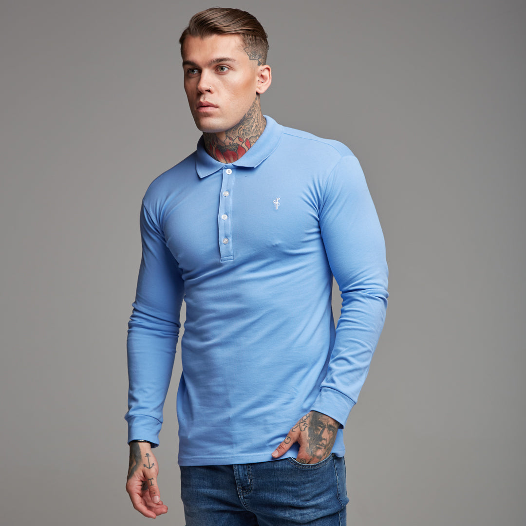 Classic Light Blue Polo Long Sleeve Shirt - FSH161