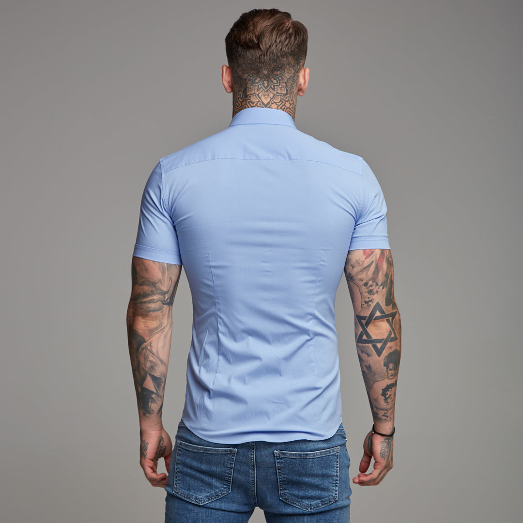 Super Slim Stretch Classic Light Blue Short Sleeve - FS179