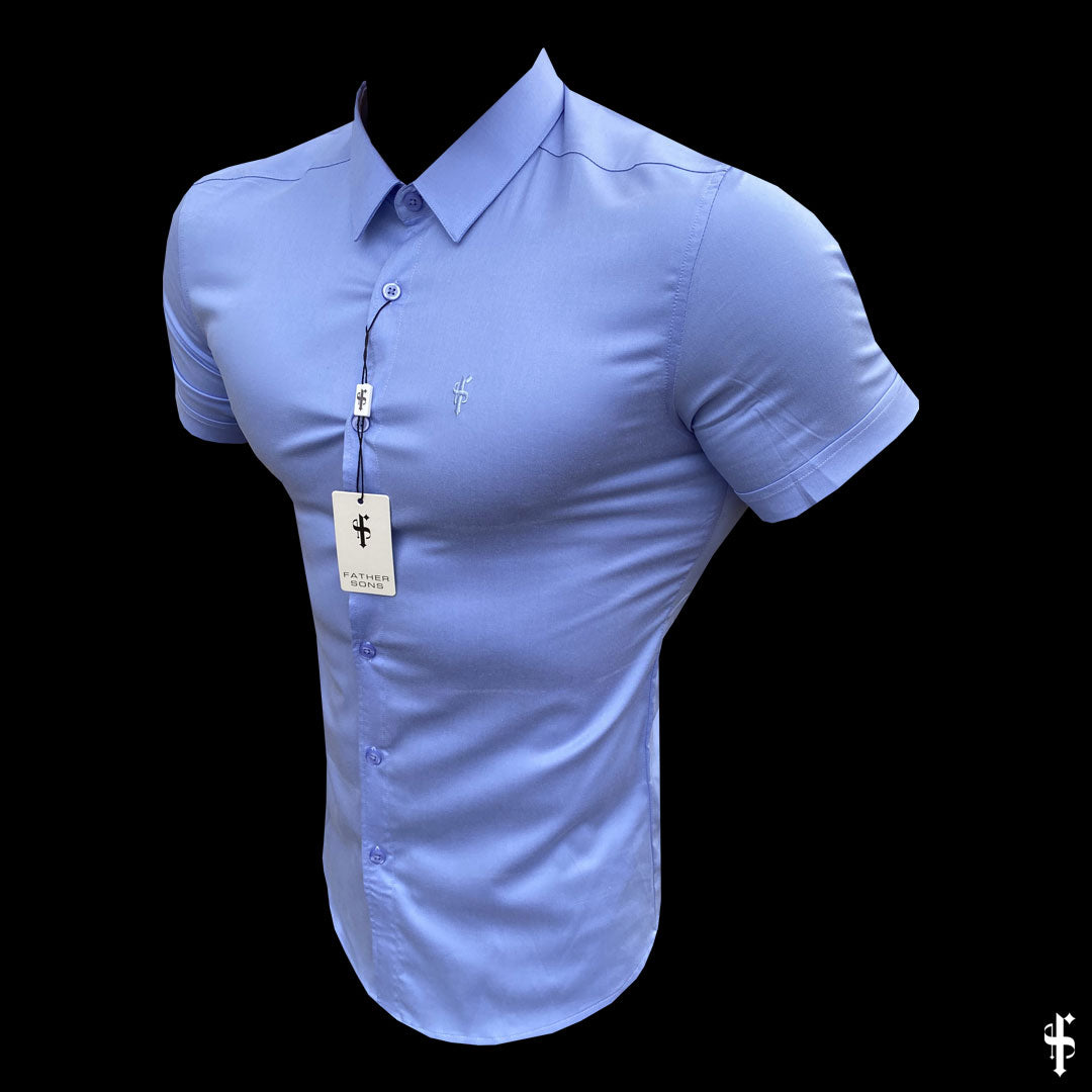 Super Slim Luxe Ultra Stretch Cornflower Blue Short Sleeve - FS386