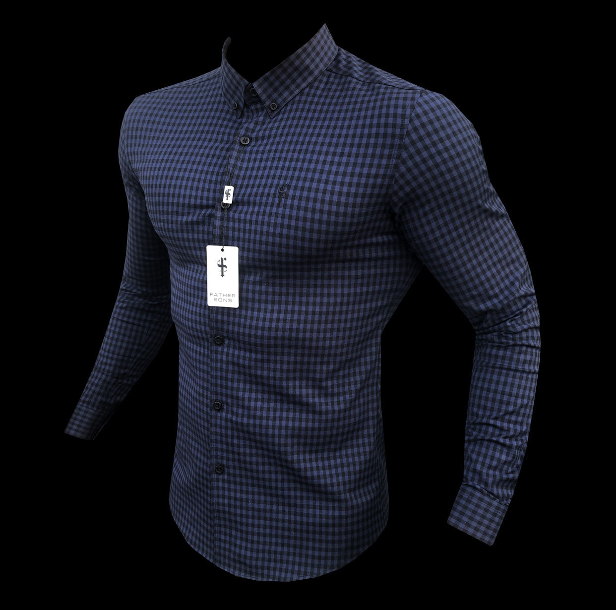 Super Slim Ultra Stretch Blue & Black Check - FS474