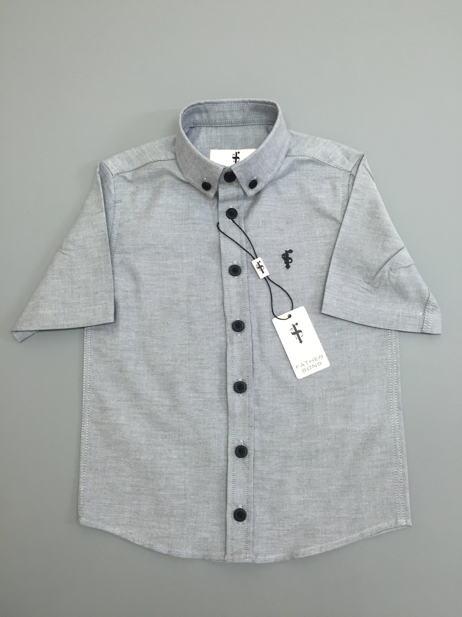 Boys Grey Oxford Contrast - FSB004 (LAST CHANCE)