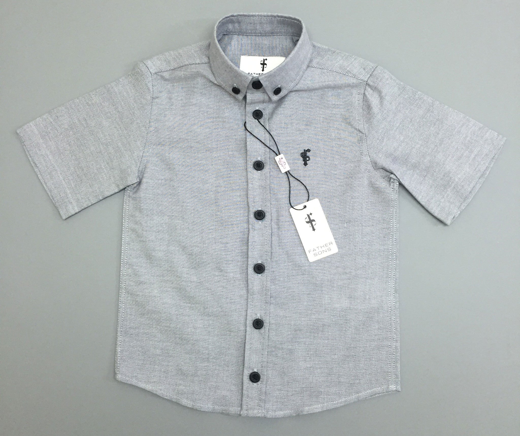 Boys Grey Oxford Contrast - FSB004 (LAST CHANCE)
