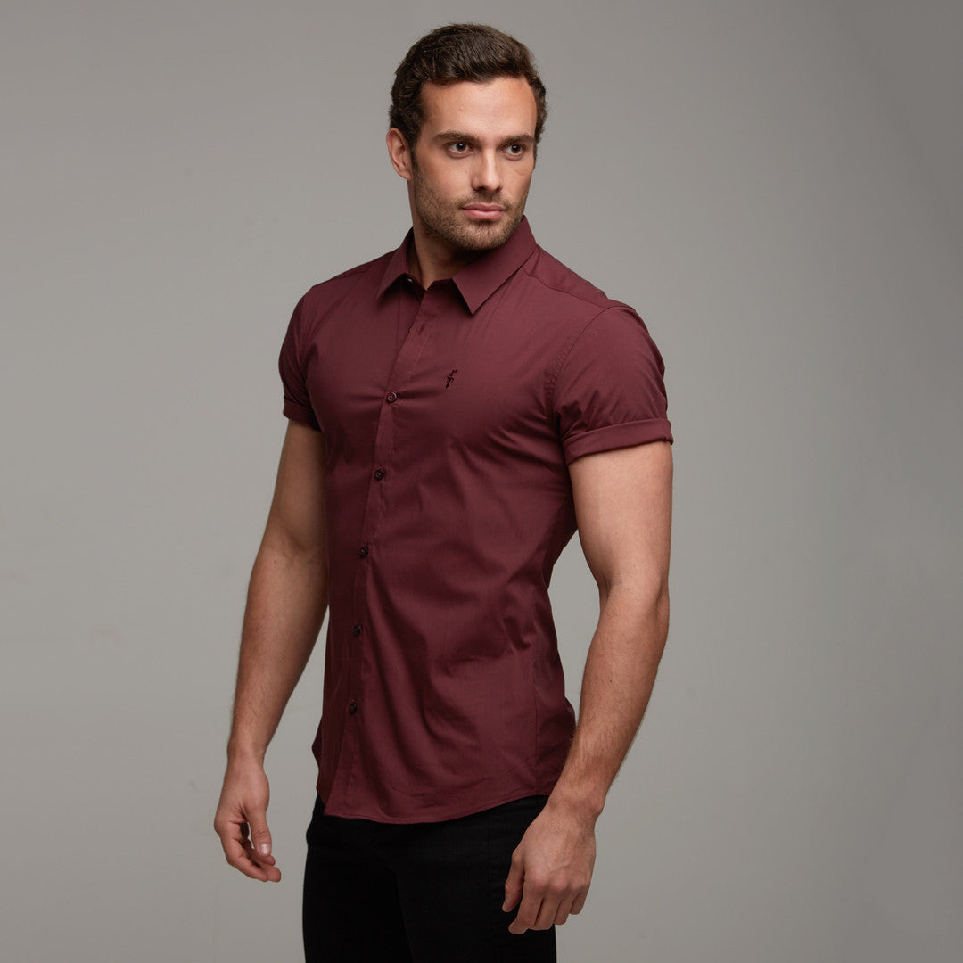 Super Slim Stretch Classic Burgundy Short Sleeve - FS236